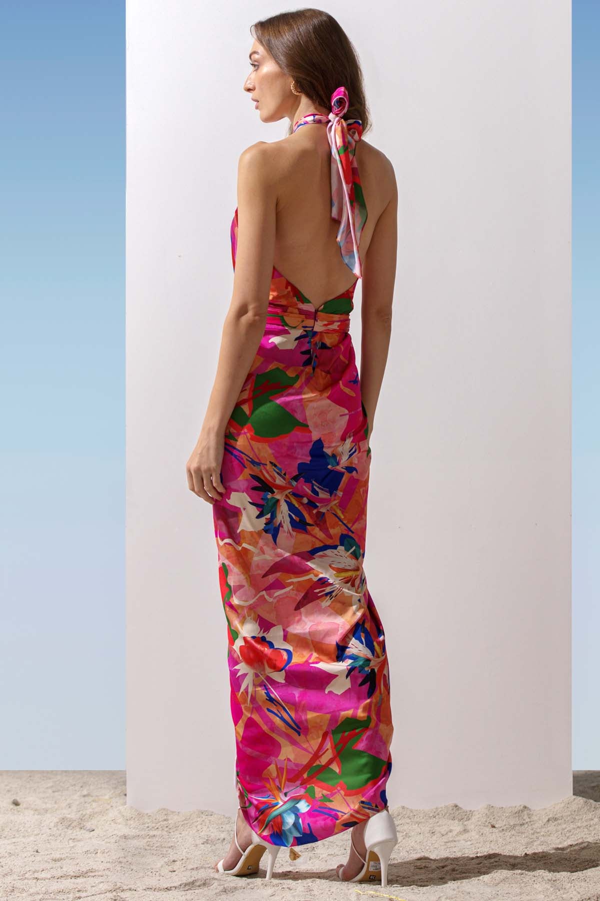 Abstract Printed Halter Dress