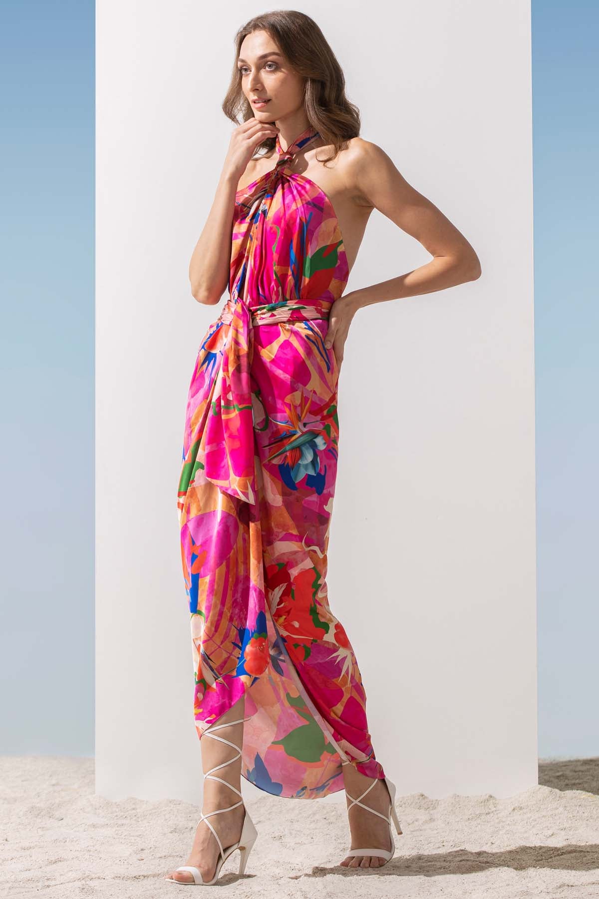 Abstract Printed Halter Dress