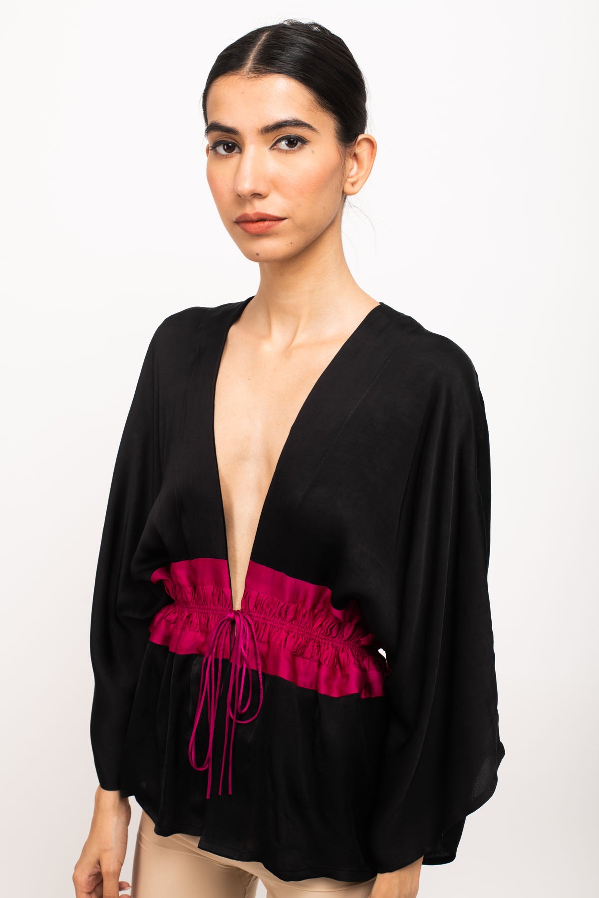 Adjustable Front Ruched Short Cape