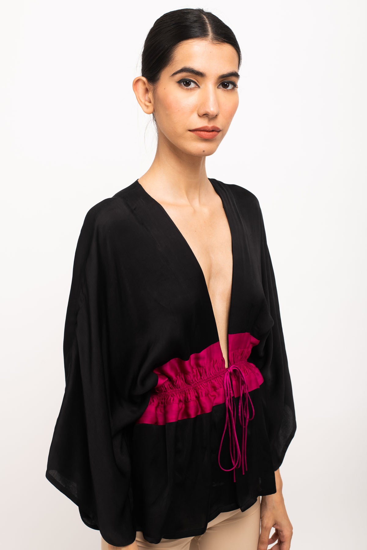 Adjustable Front Ruched Short Cape