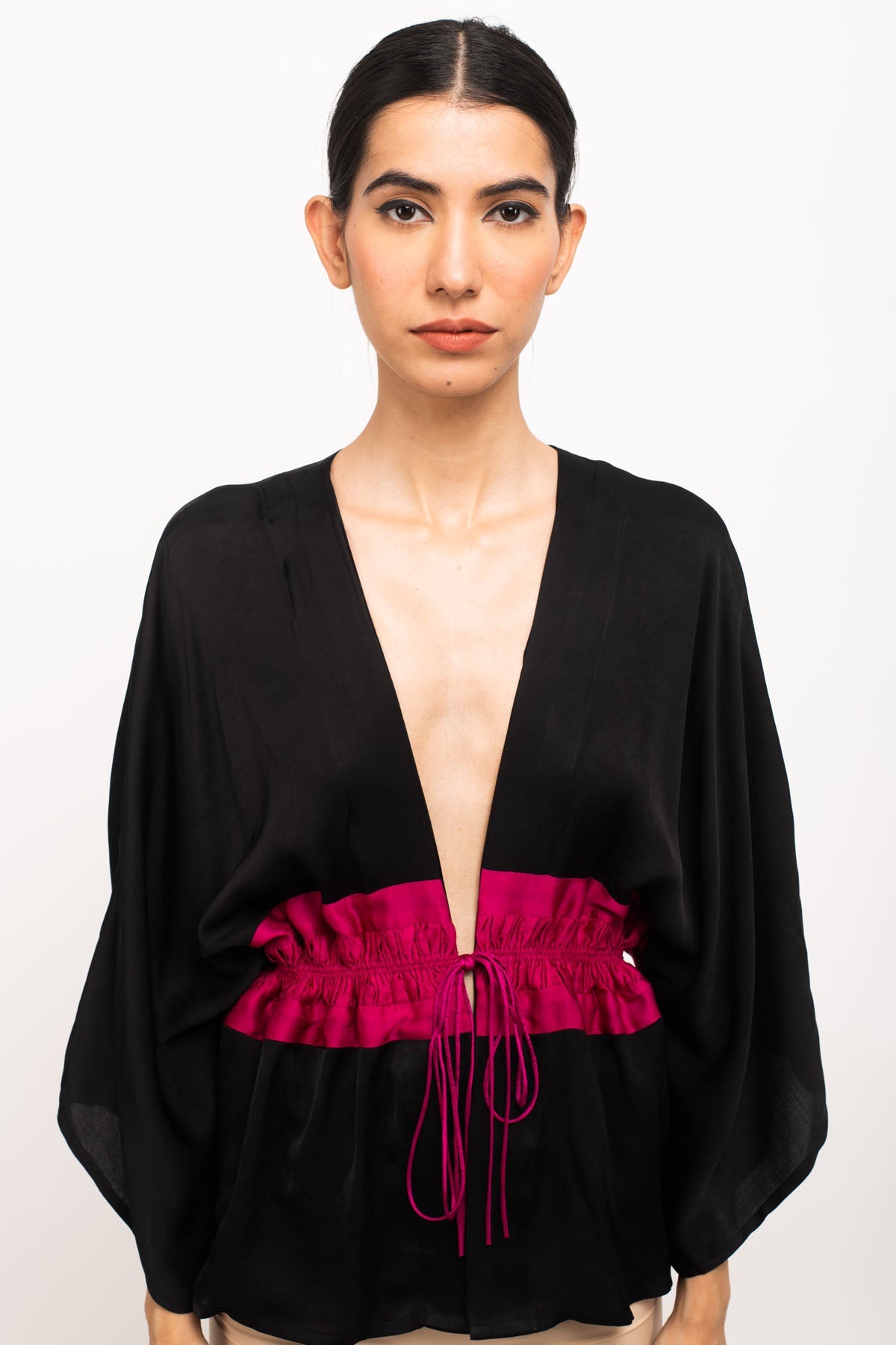 Buy Neora by Nehal ChopraAdjustable Front Ruched Short Cape for Women Online