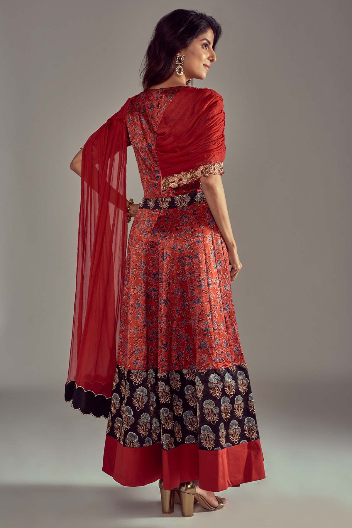 Ajrakh Printed Anarkali Set