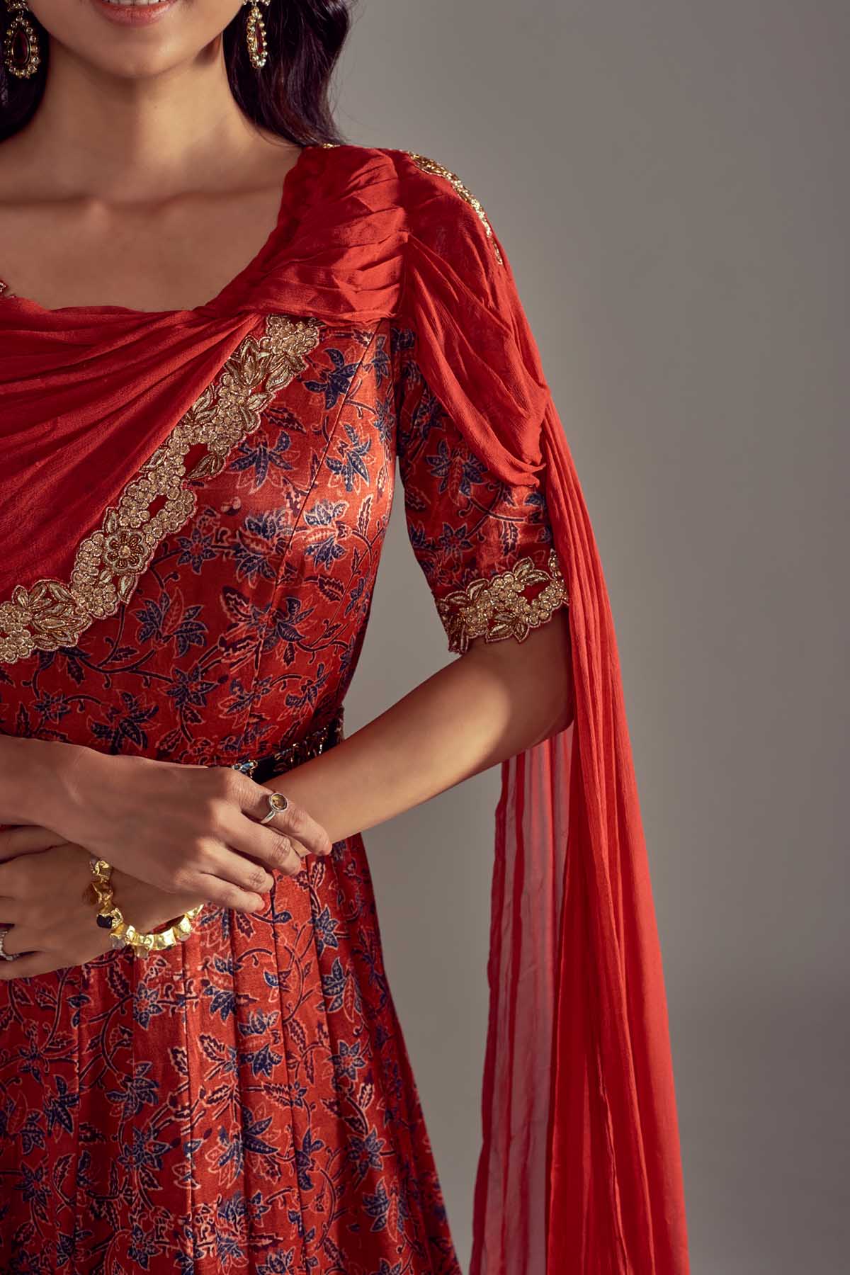 Ajrakh Printed Anarkali Set