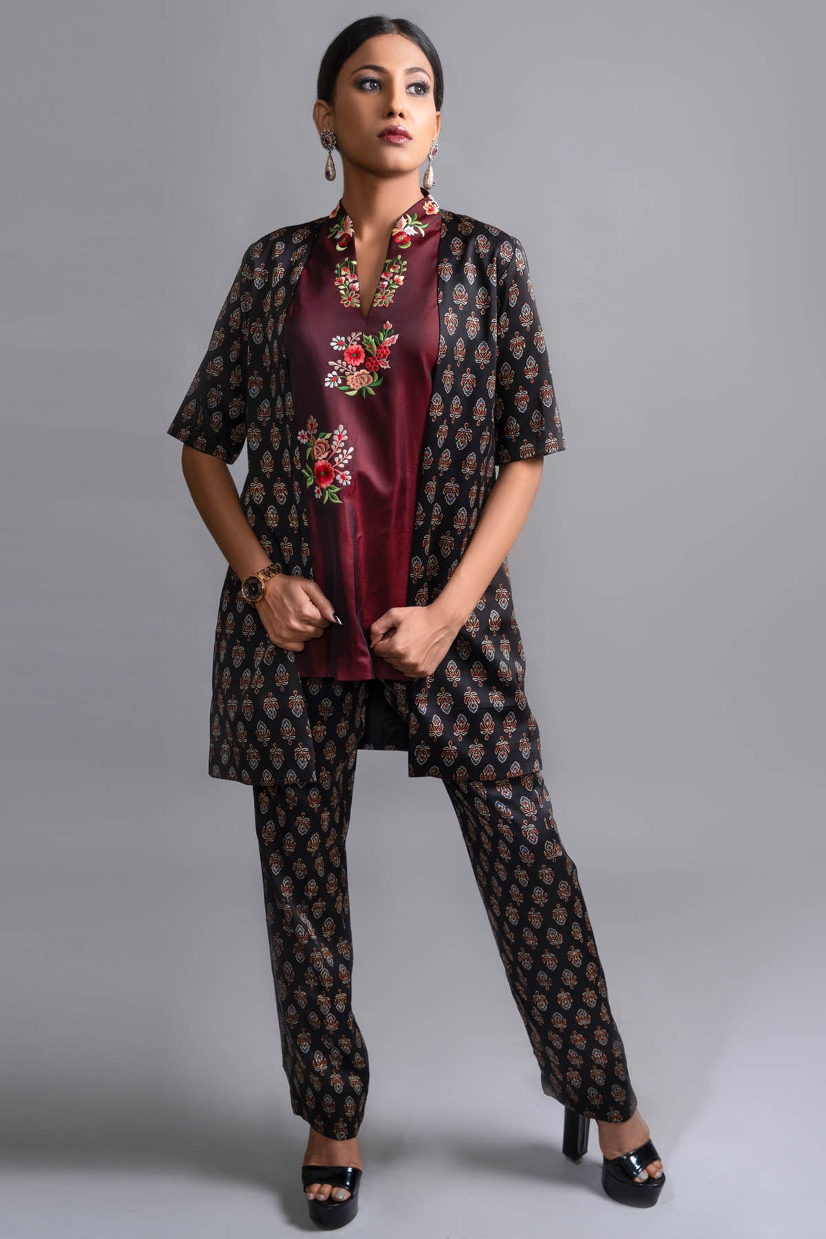 Ajrakh Printed Jacket & Pant Set