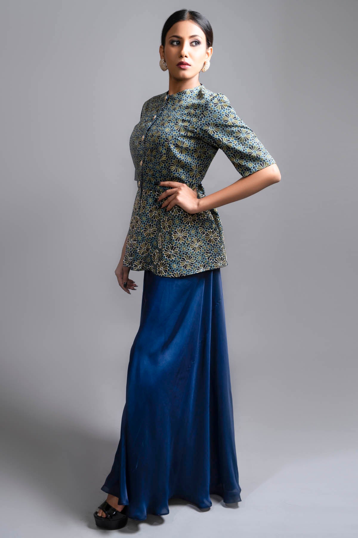 Ajrakh Printed Peplum Top & Palazzo