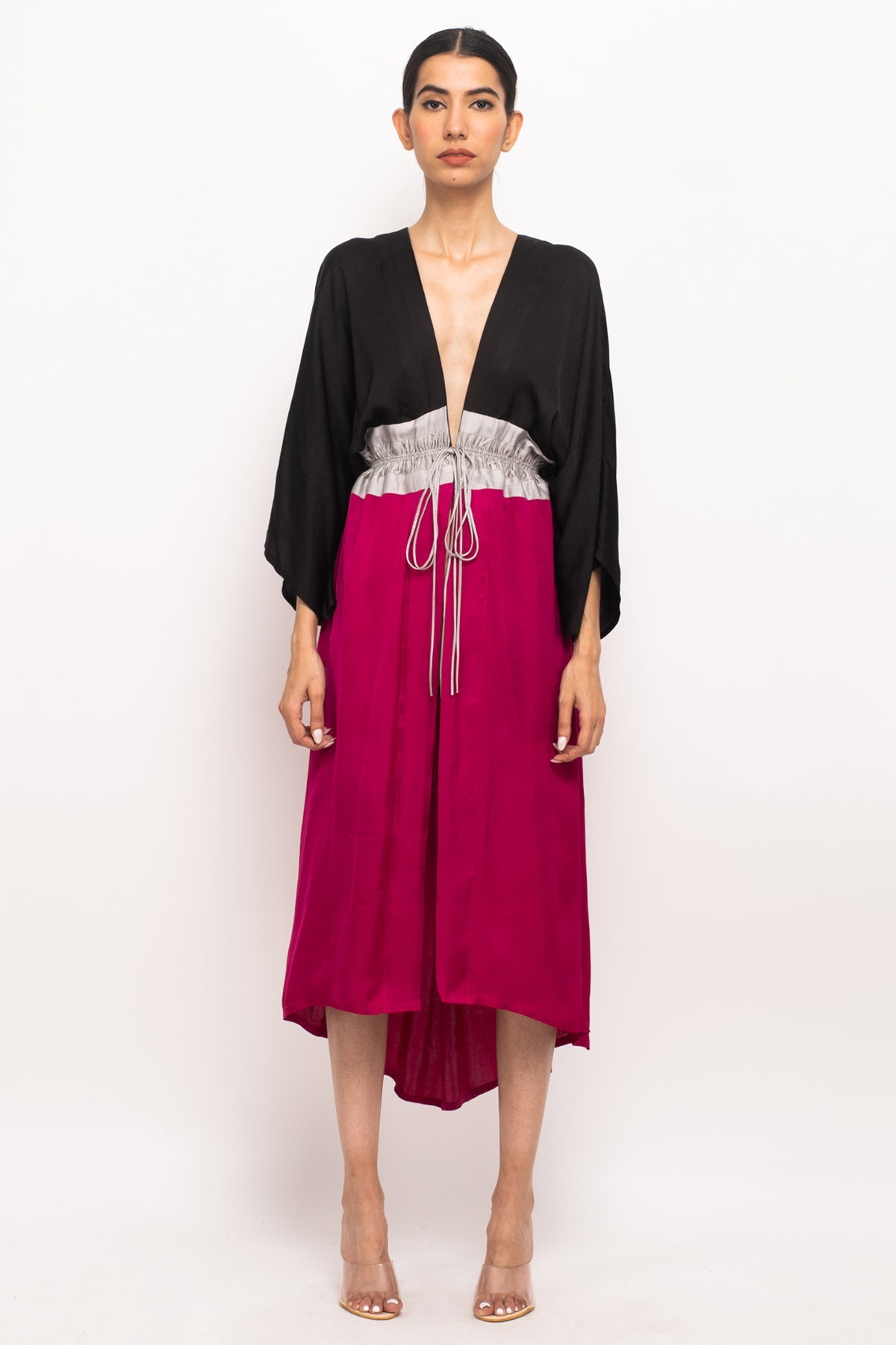 Buy Neora by Nehal ChopraAdjustable Front Ruched Cape Dress for Women Online