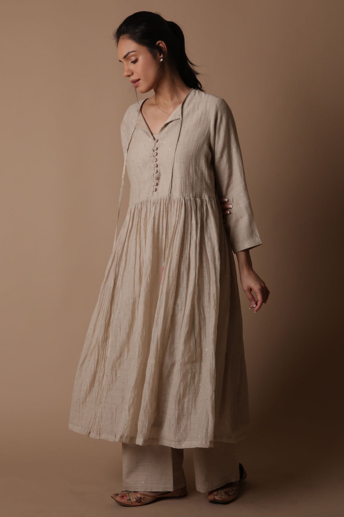 Almond Mukaish Work Kurta Set