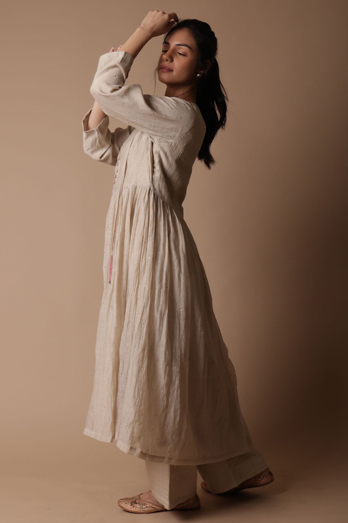 Almond Mukaish Work Kurta Set