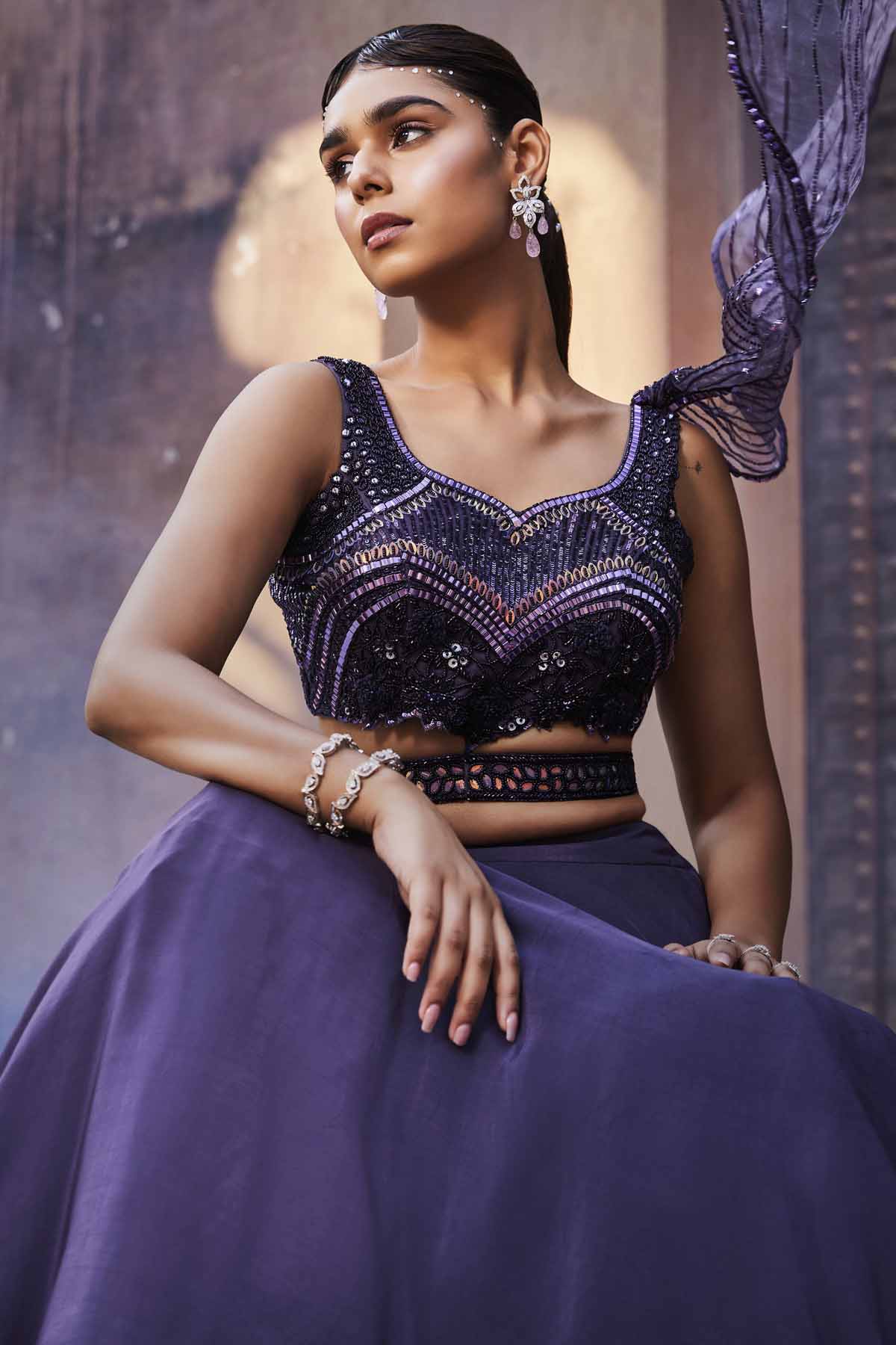 Amethyst Embroidered Lehenga Set