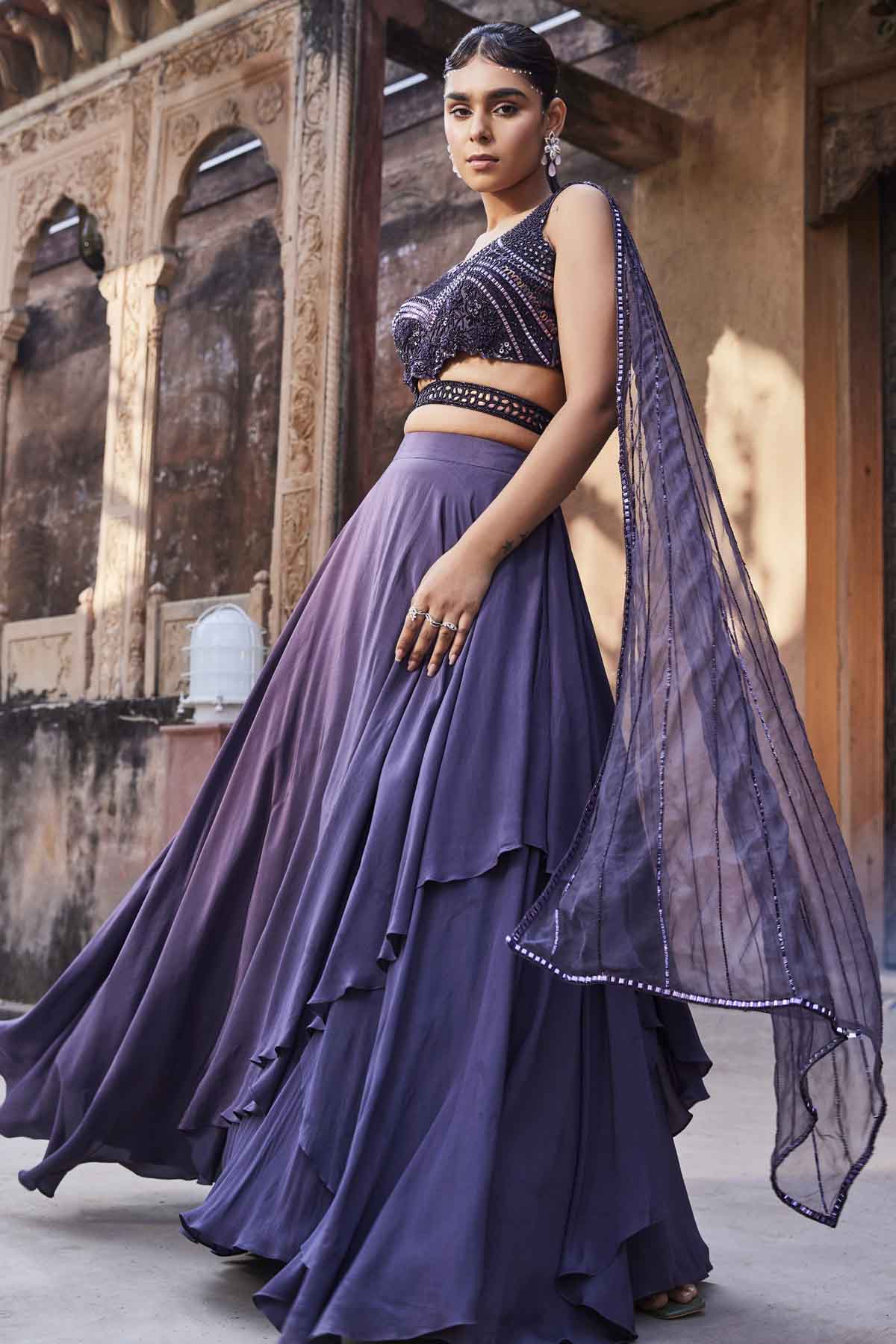 Amethyst Embroidered Lehenga Set