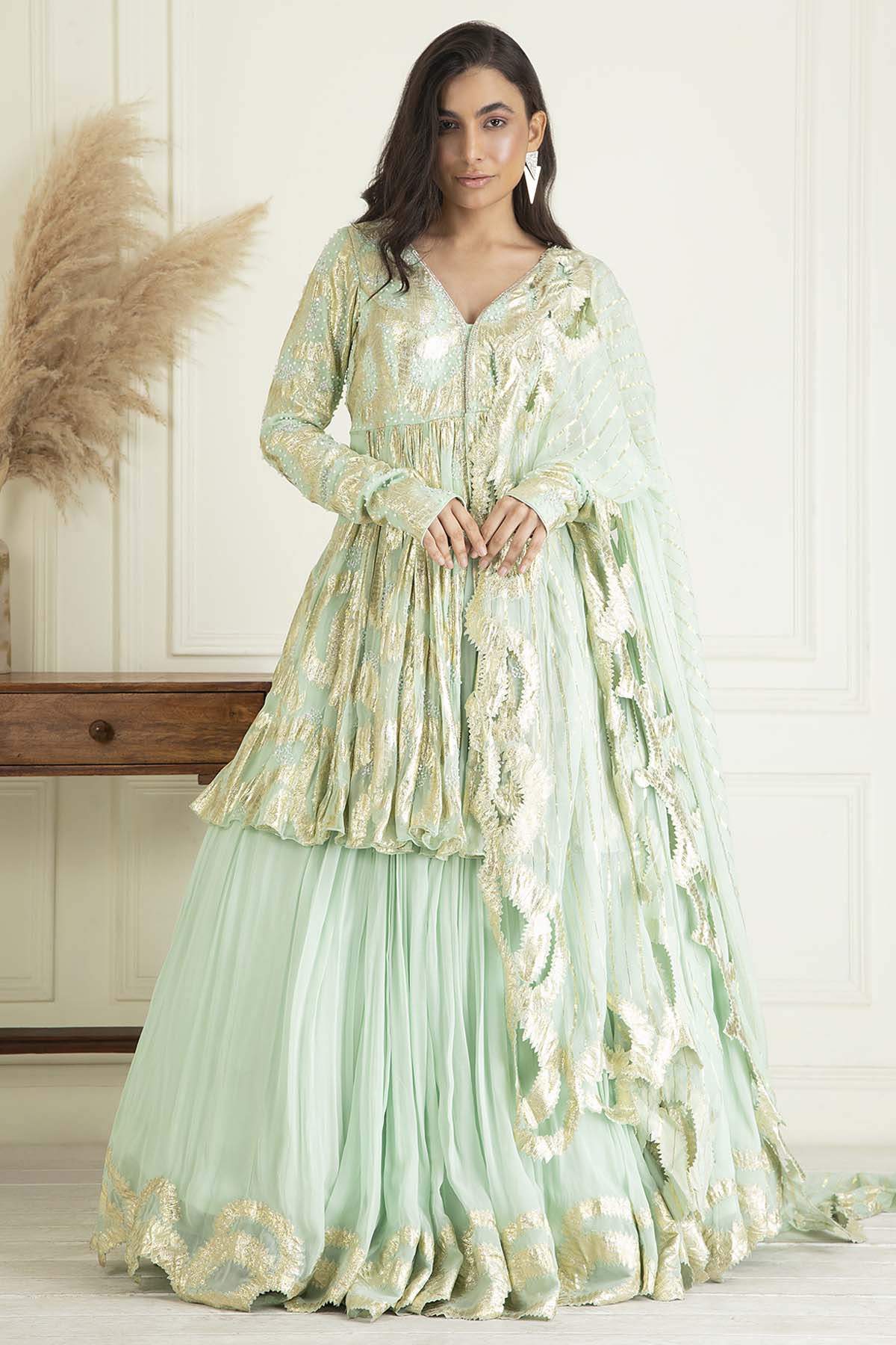 Aquamarine Sequins Lehenga Set