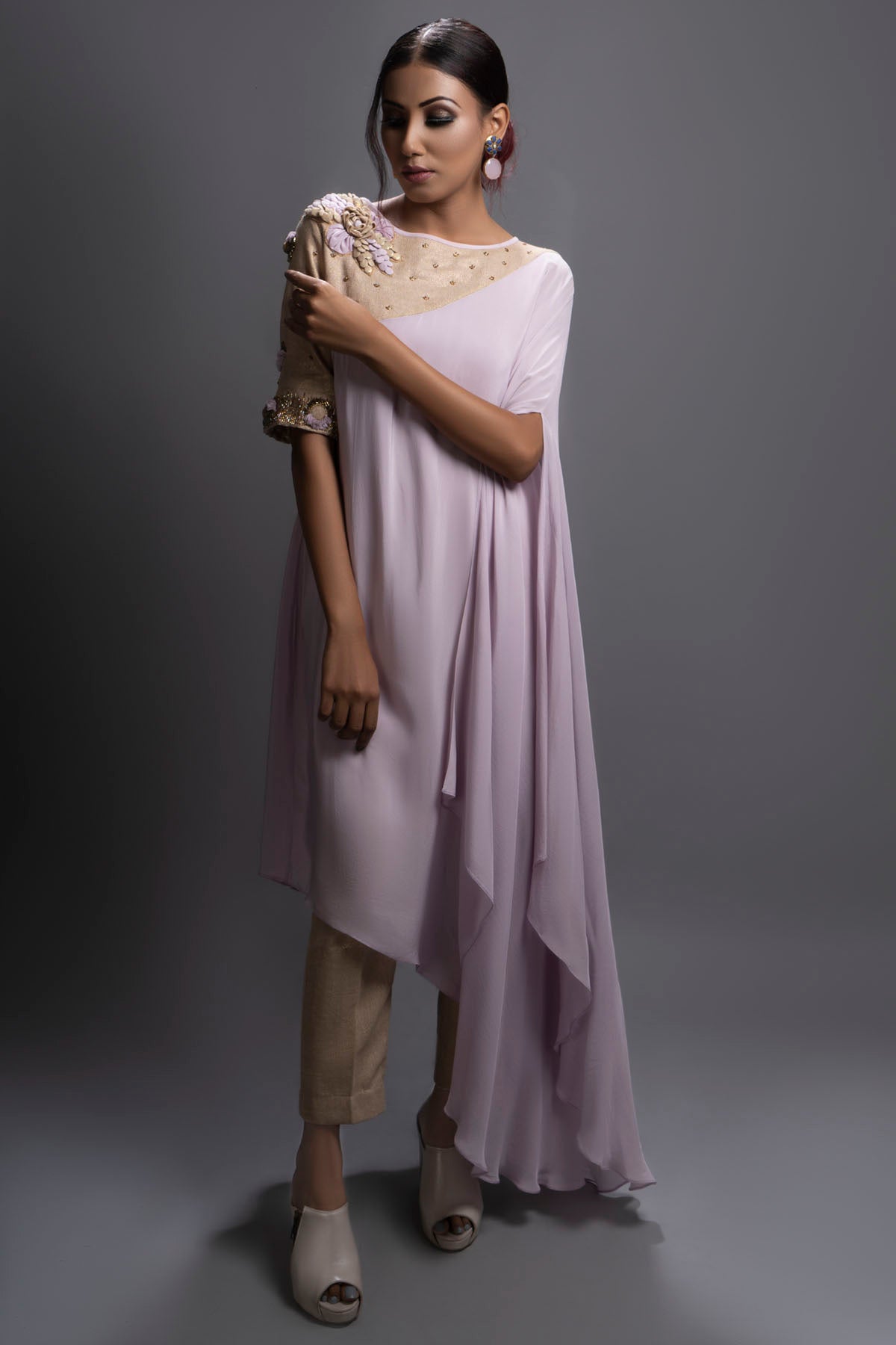 Lavender Asymmetrical Kurta Set