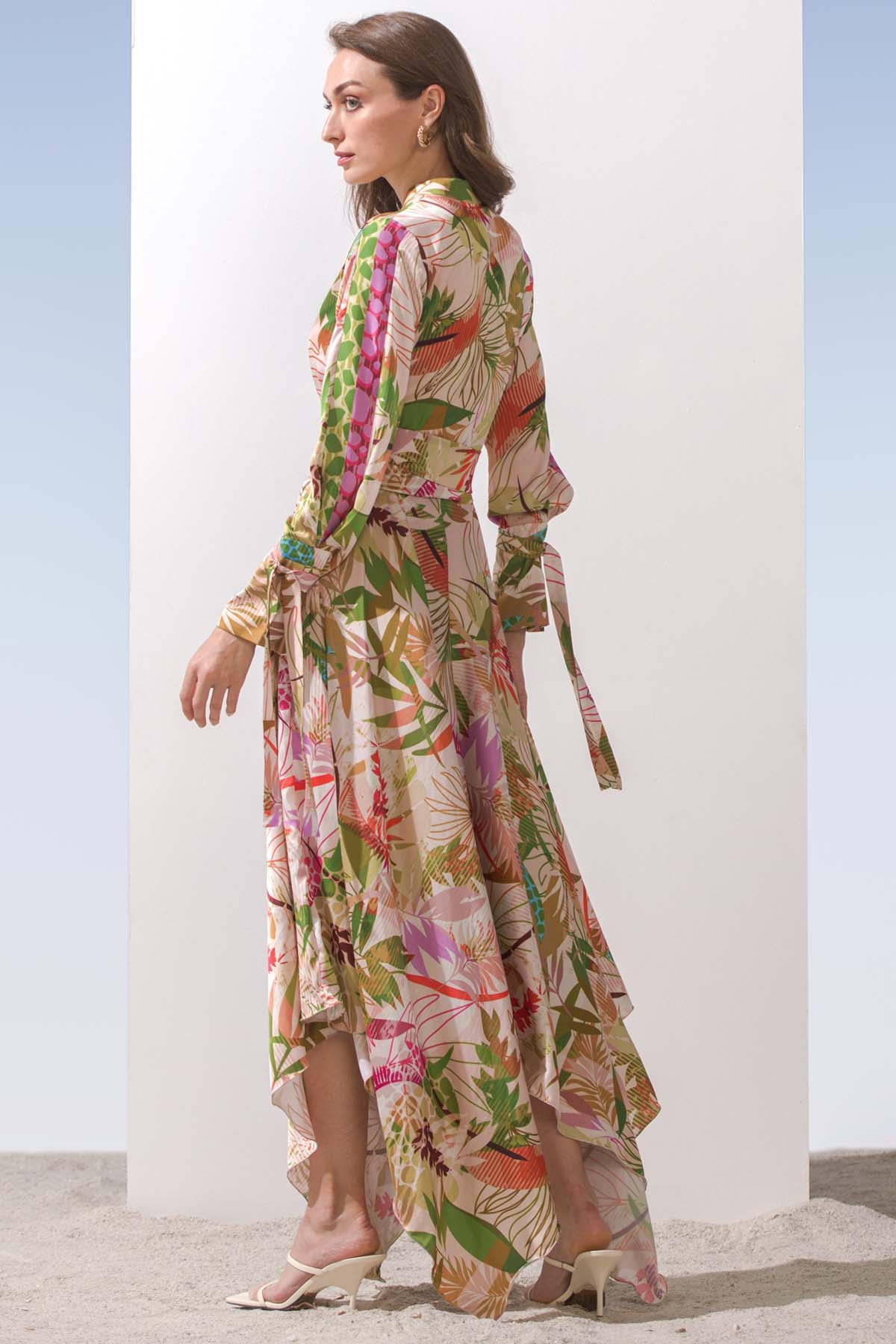 Asymmetric leaf Printed Dress