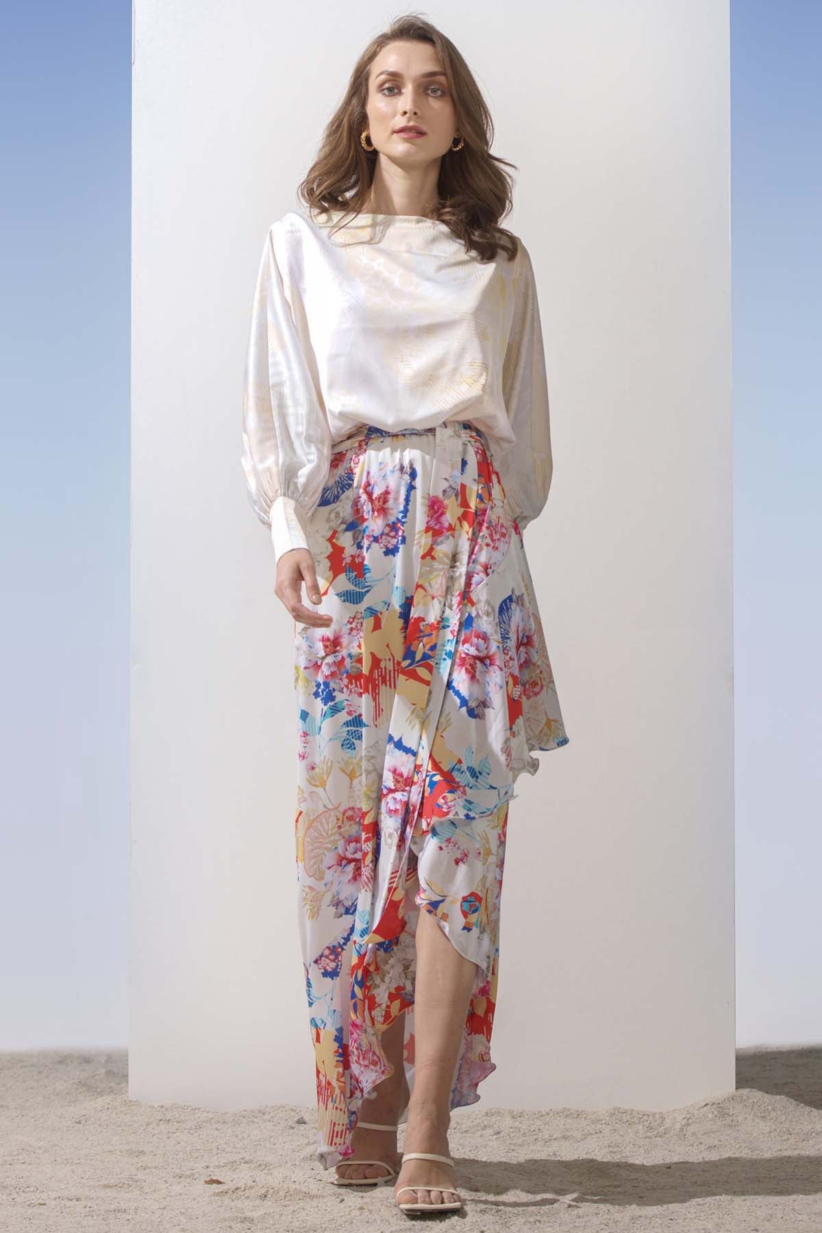 Buy Asymmetric Overlap Dress by Mandira Wirk