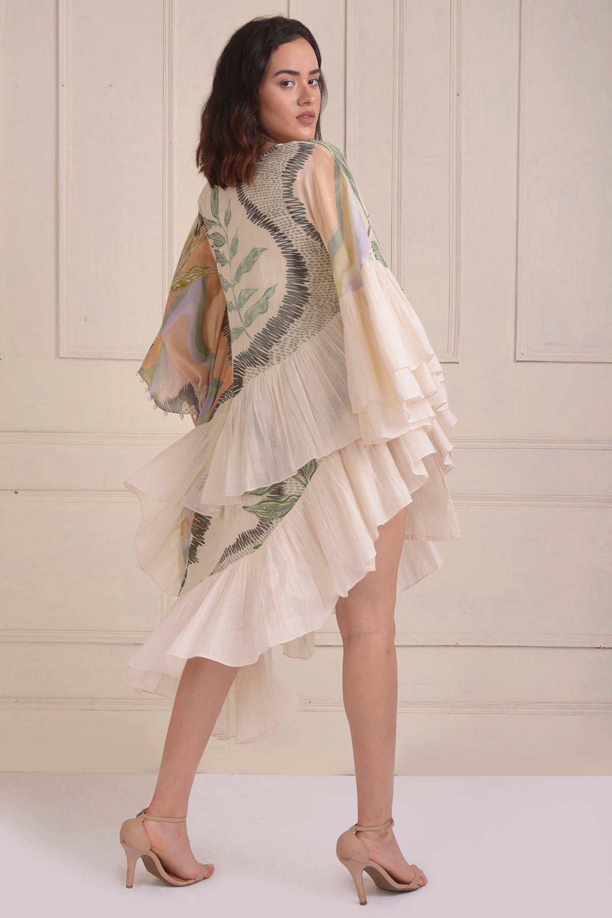 Asymmetrical Dramatic Frilled Dress