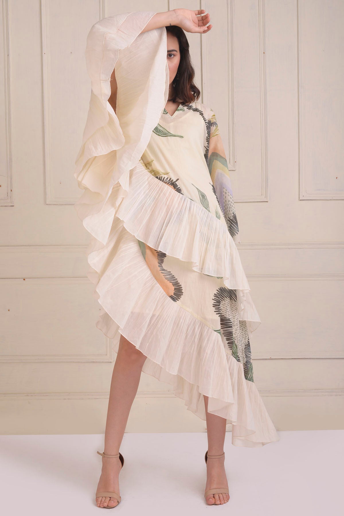 Asymmetrical Dramatic Frilled Dress