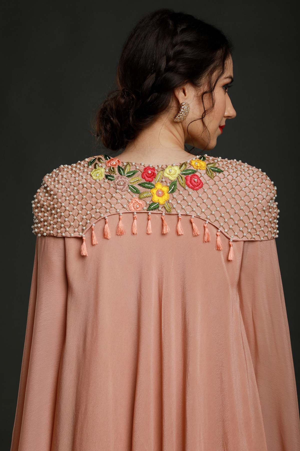 Dark Peach Embroidered Kurta Set