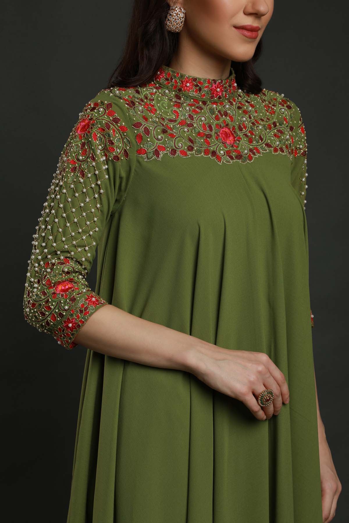 Asymmetrical Flared Crepe Tunic