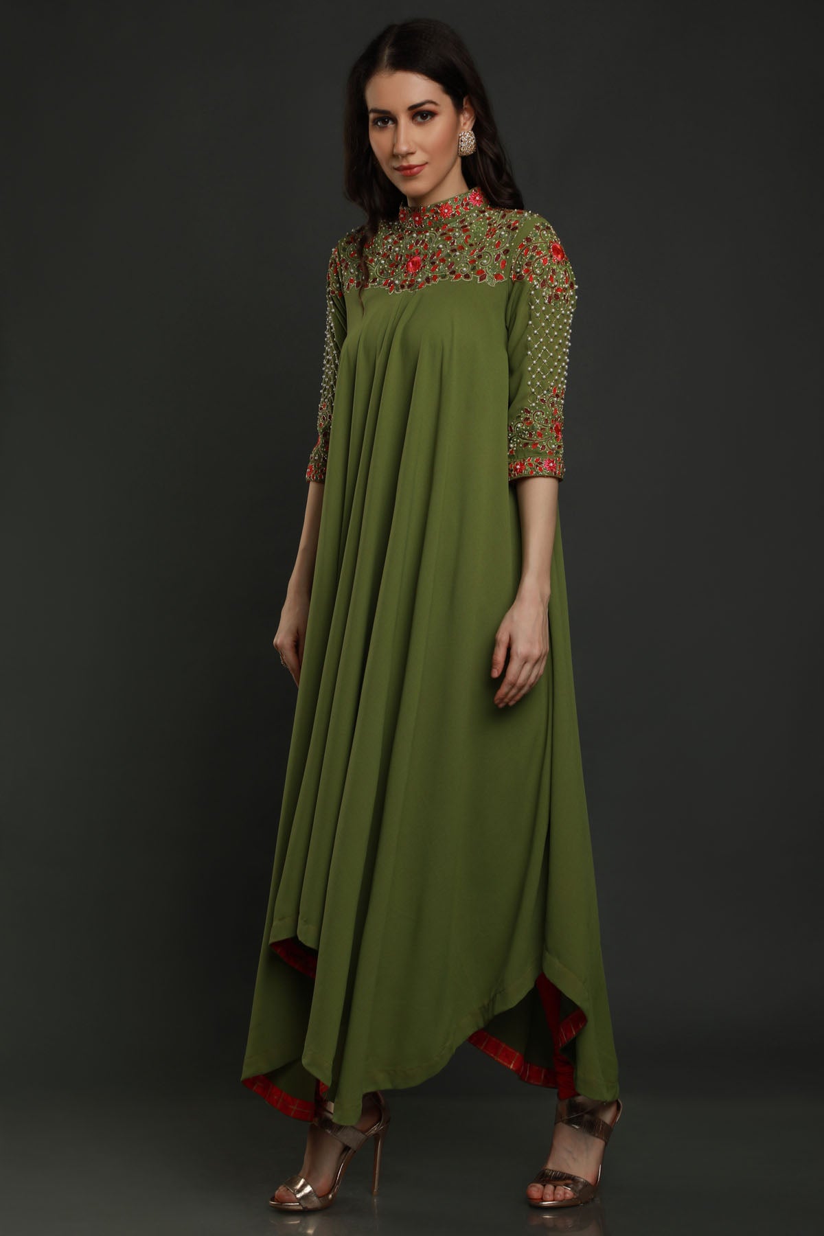 Asymmetrical Flared Crepe Tunic