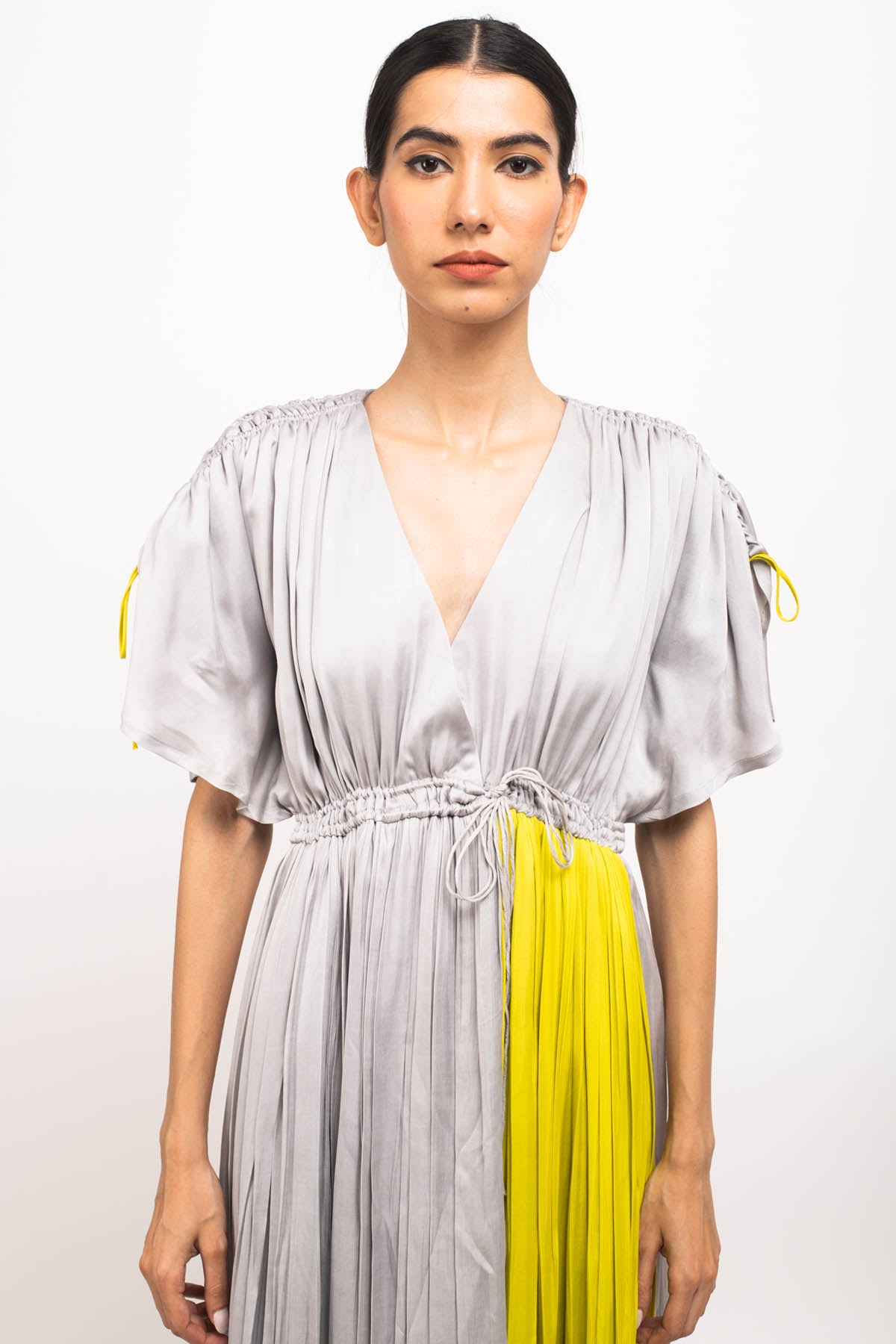 Asymmetrical Ruched Angrakha Dress