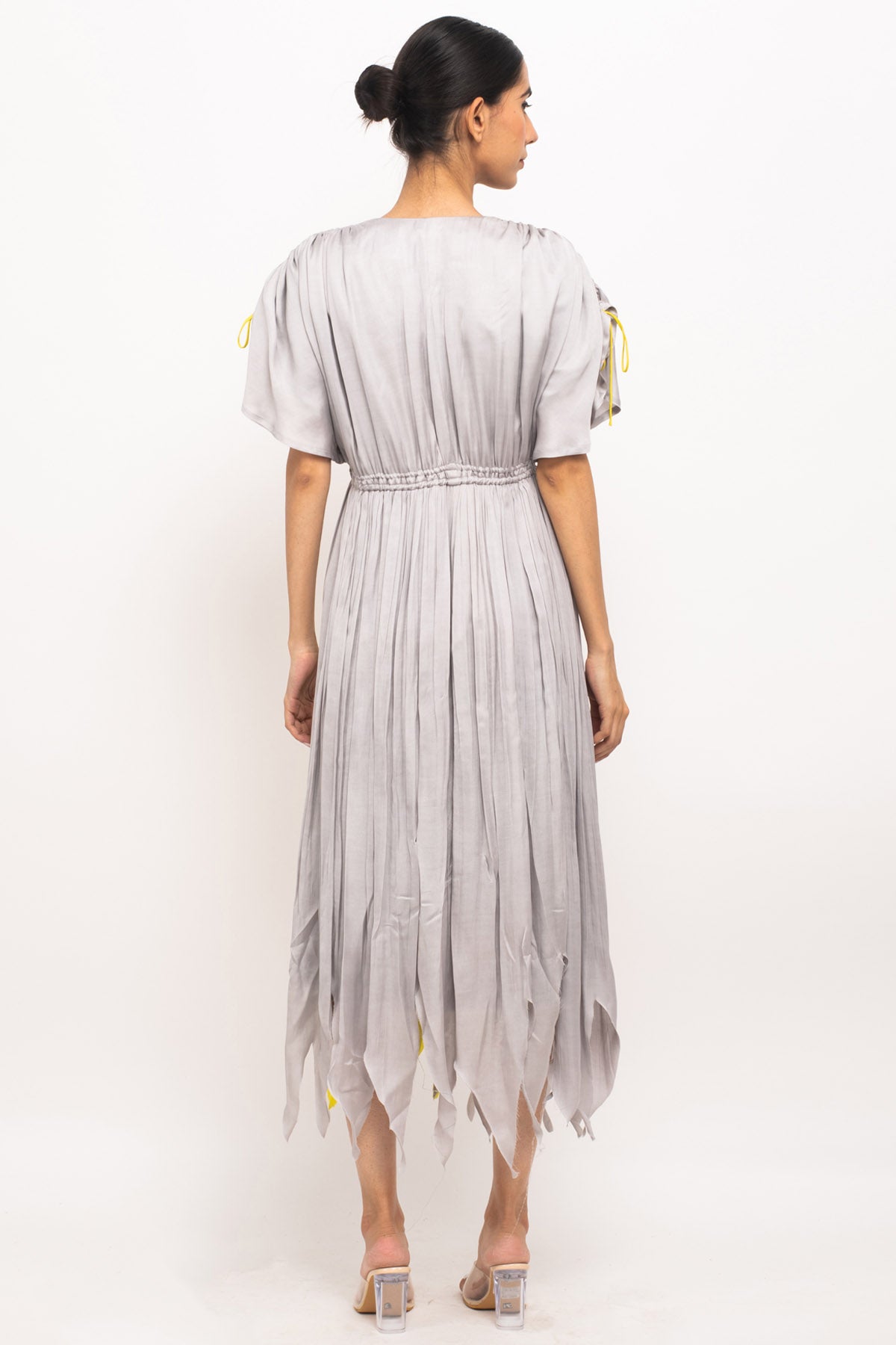 Asymmetrical Ruched Angrakha Dress