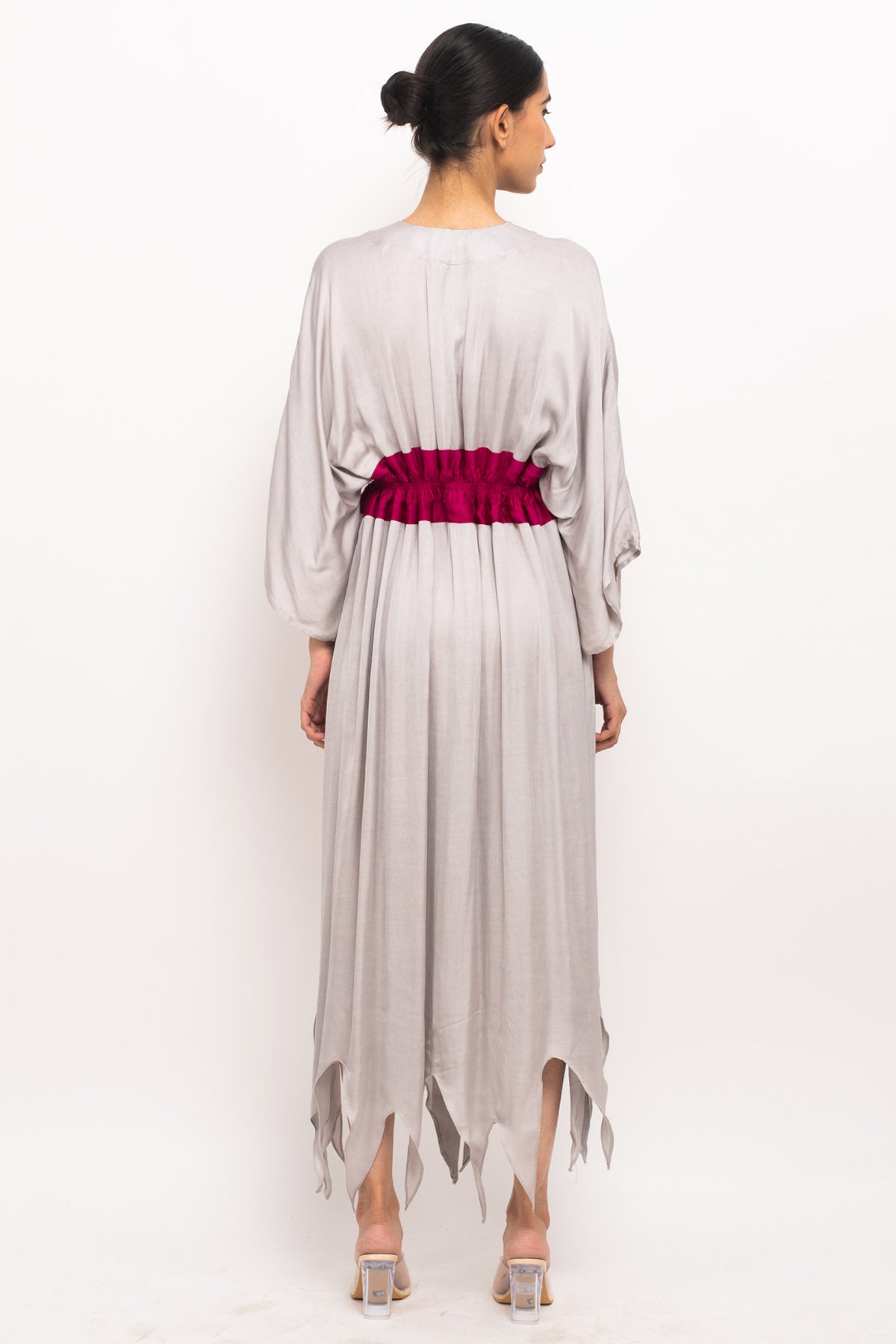 Asymmetrical Ruched Cape Dress