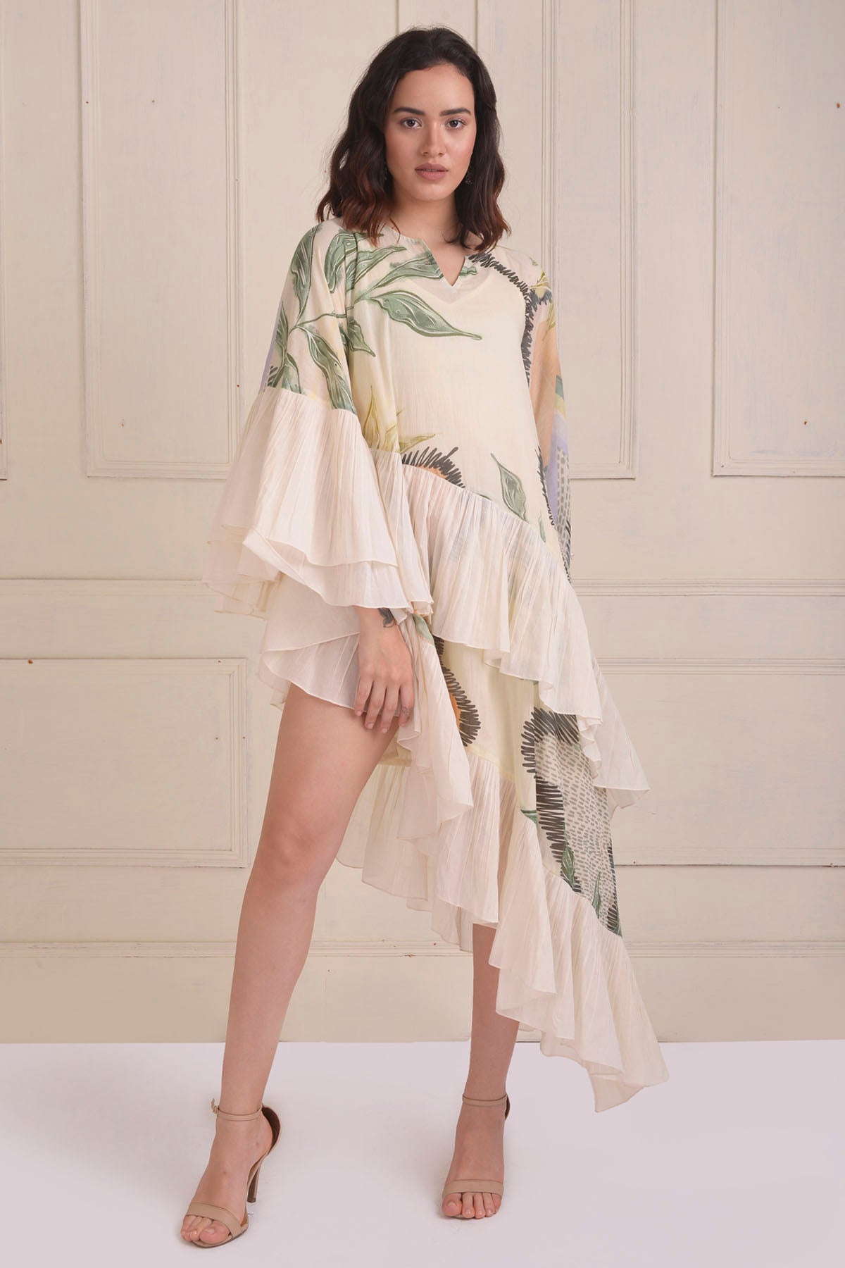 Asymmetrical Dramatic Frilled Dress