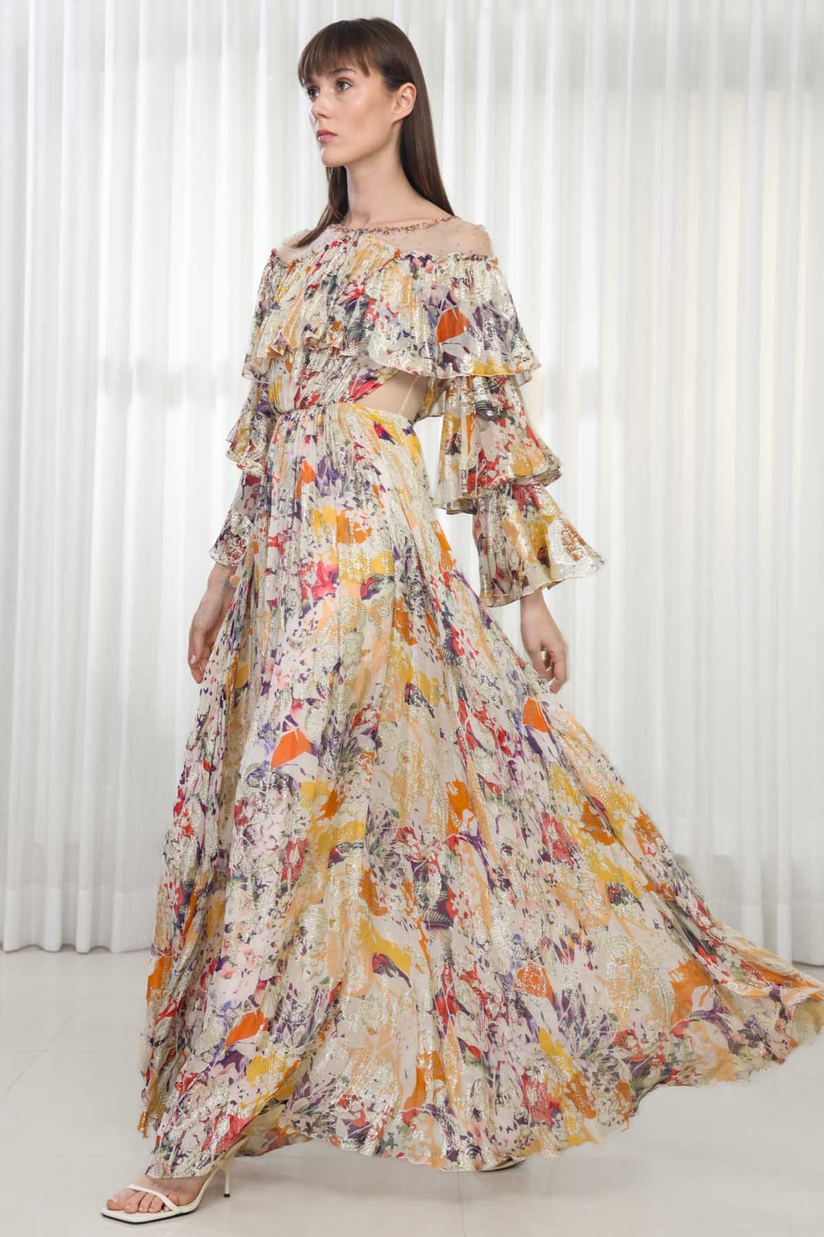 Autumn Leaves Printed Gown