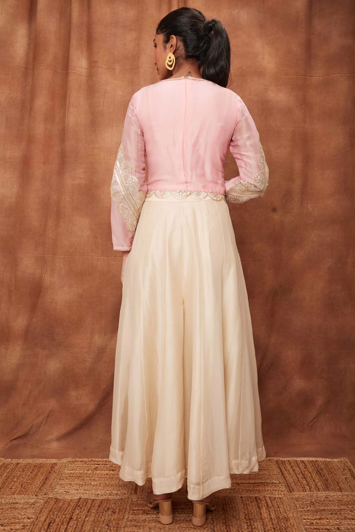 Baby Pink Silk Scallop Top & Pants