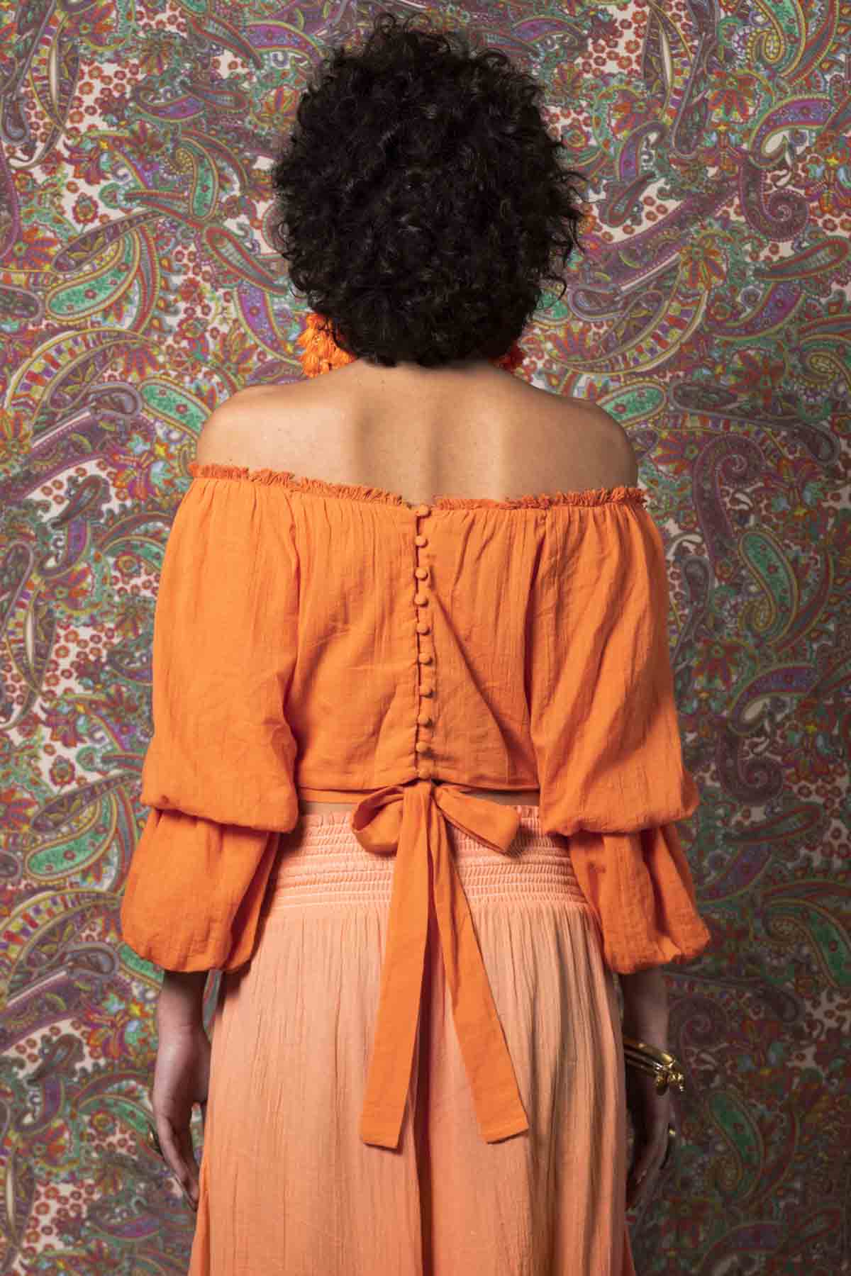 Balloon Sleeves Crop Top