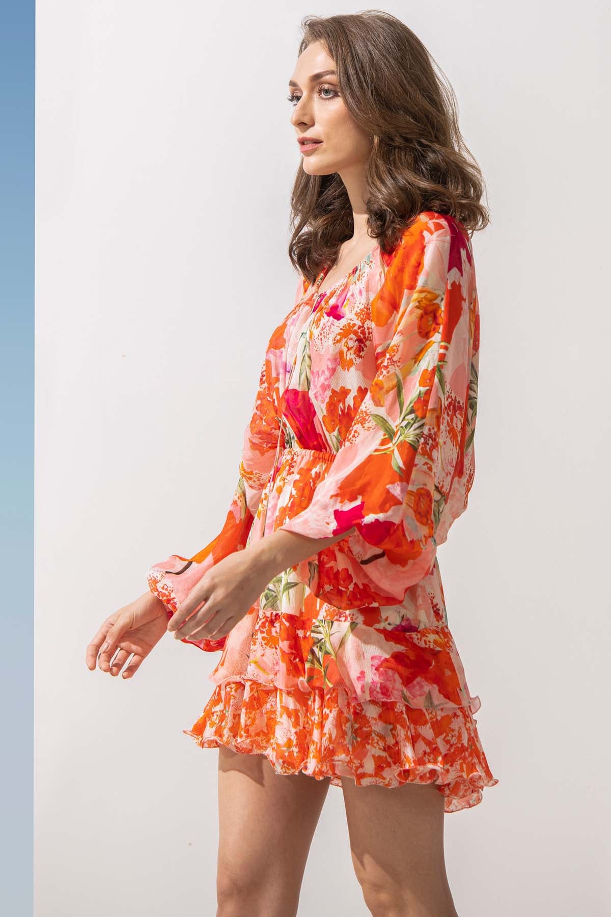 Batwing Sleeves Mini Dress