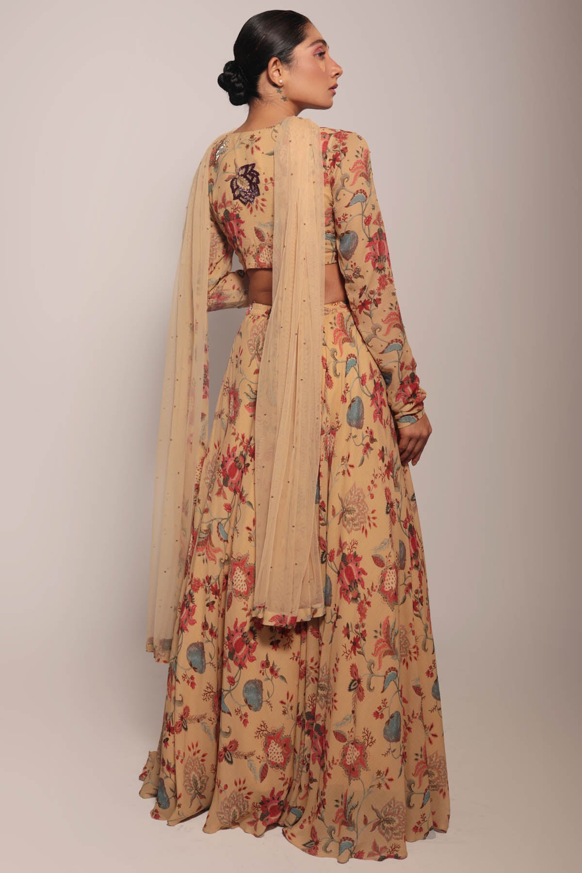 Beige Embroidered Lehenga Set