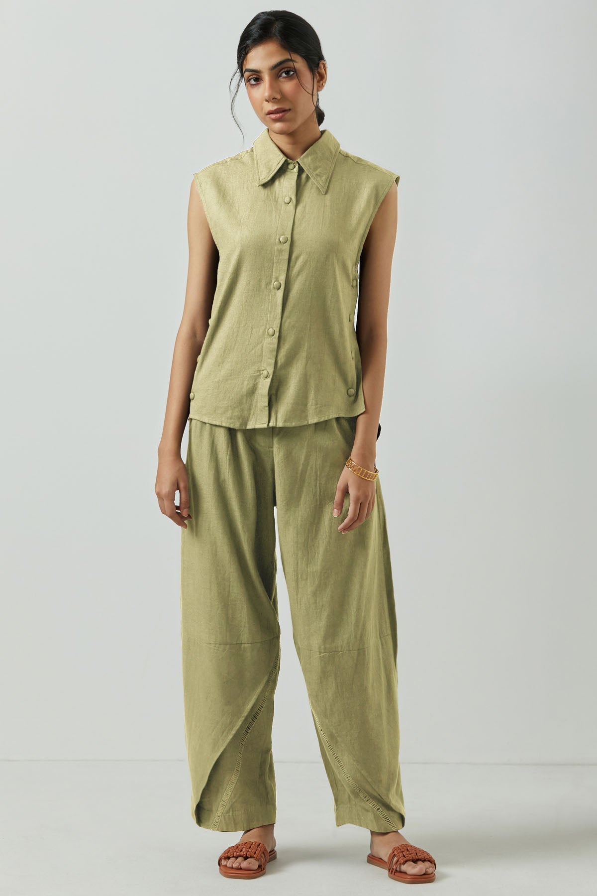 Buy Markkah Studio Beige Cotton Co-ord Set for Women Online at ScrollnShops