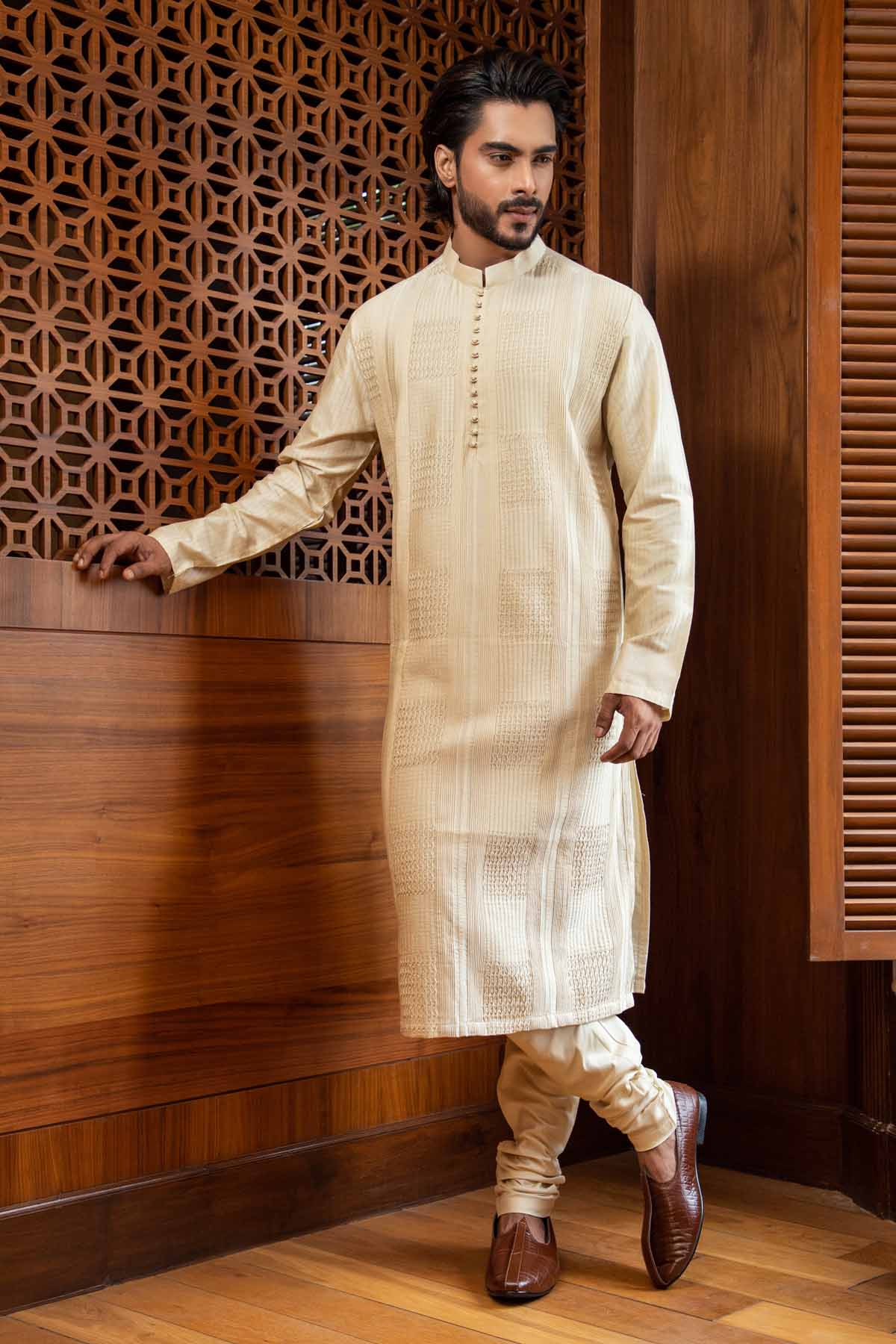 Buy Beige Pintucked Kurta Set Online