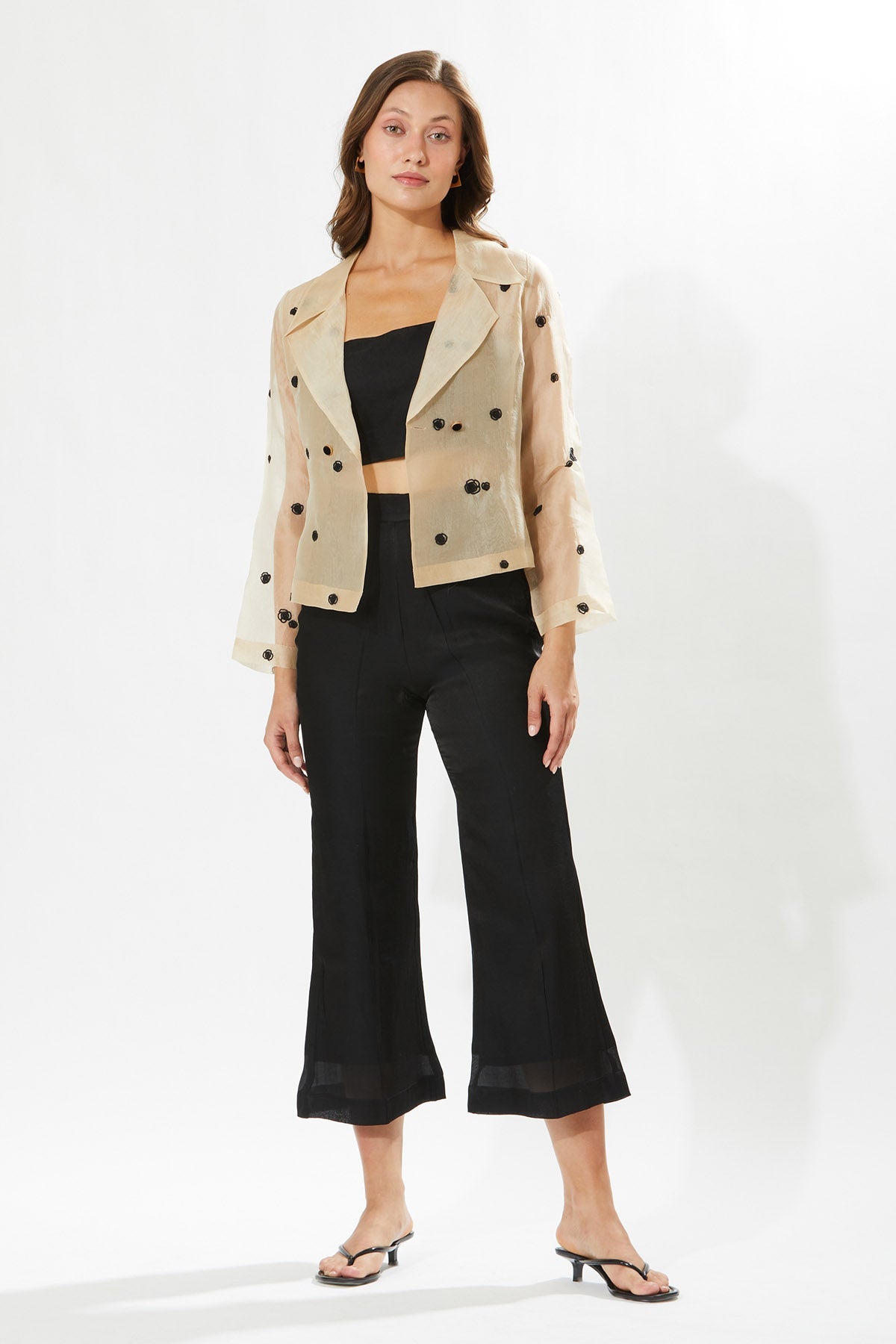 Buy Designer Meadow Beige Silk Organza Co-ord Set for Women at ScrollnShops