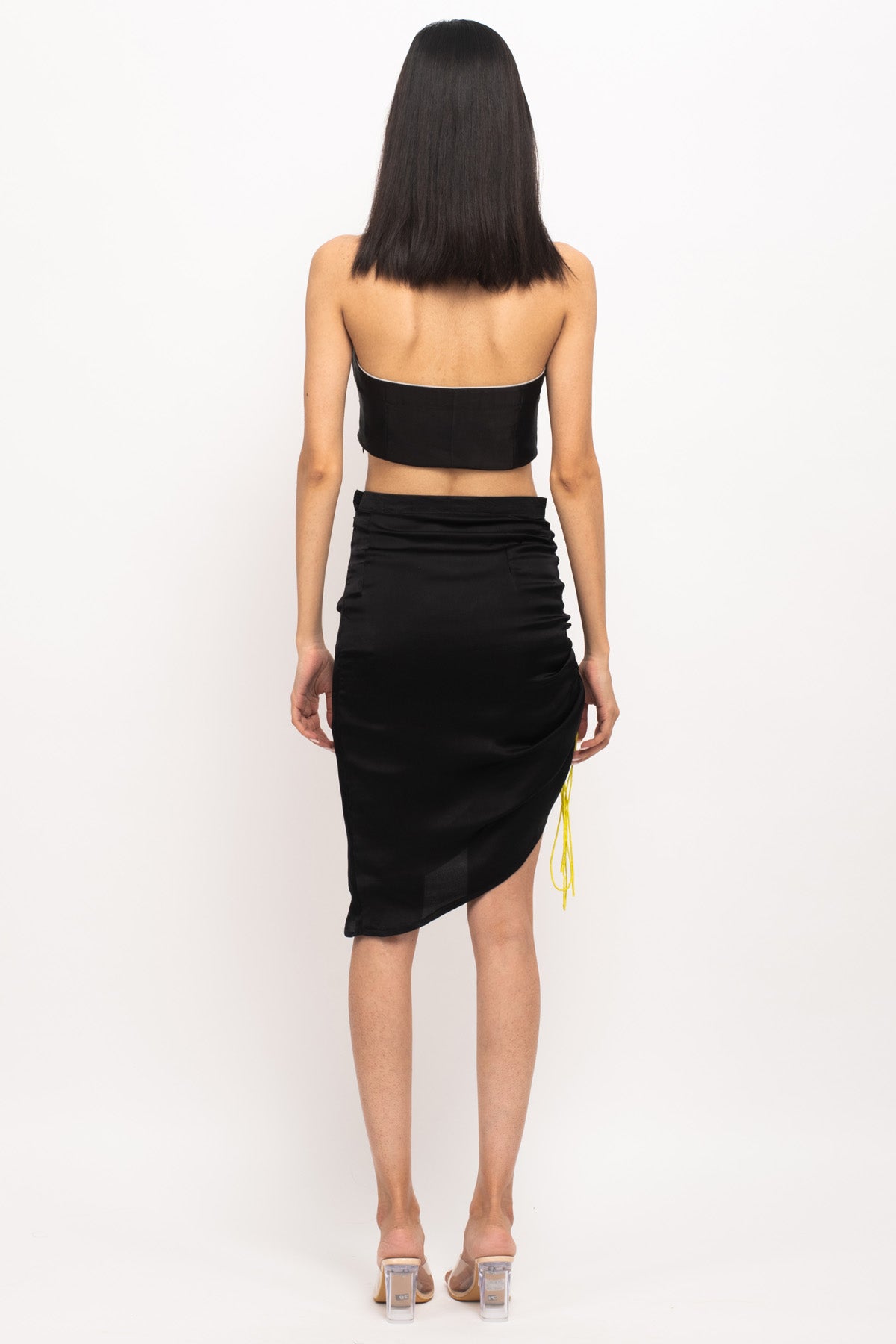 Black One Side Ruched Co-ord Set