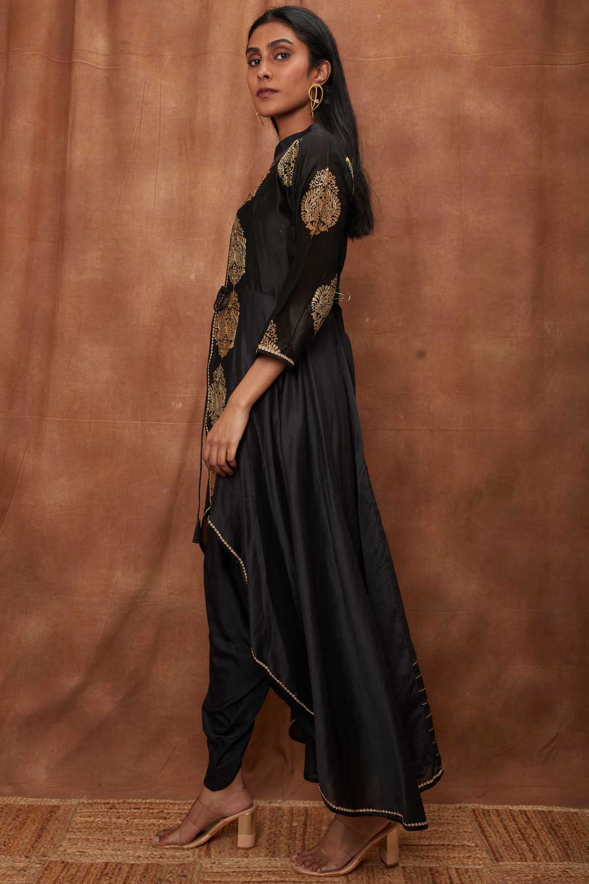 Black Silk Jumpsuit & Open Jacket