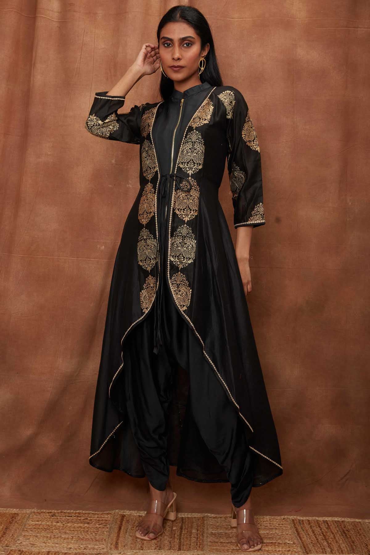 Black Silk Jumpsuit & Open Jacket