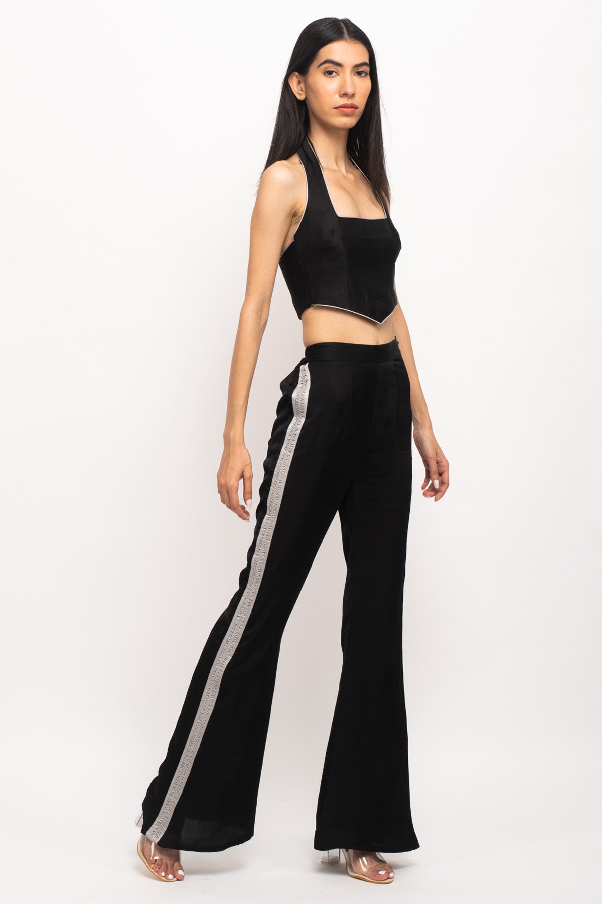 Buy Neora by Nehal ChopraBlack Color Blocked Co-ord Set for Women Online