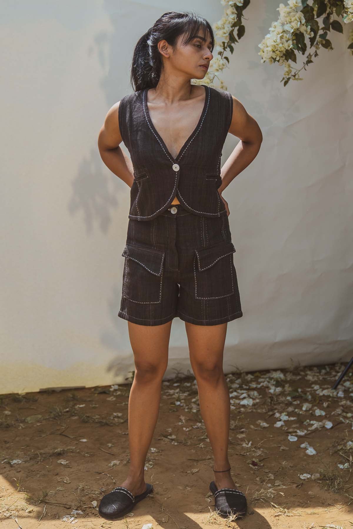 Buy Designer Black Panelled Co-ord Set By Lafaani