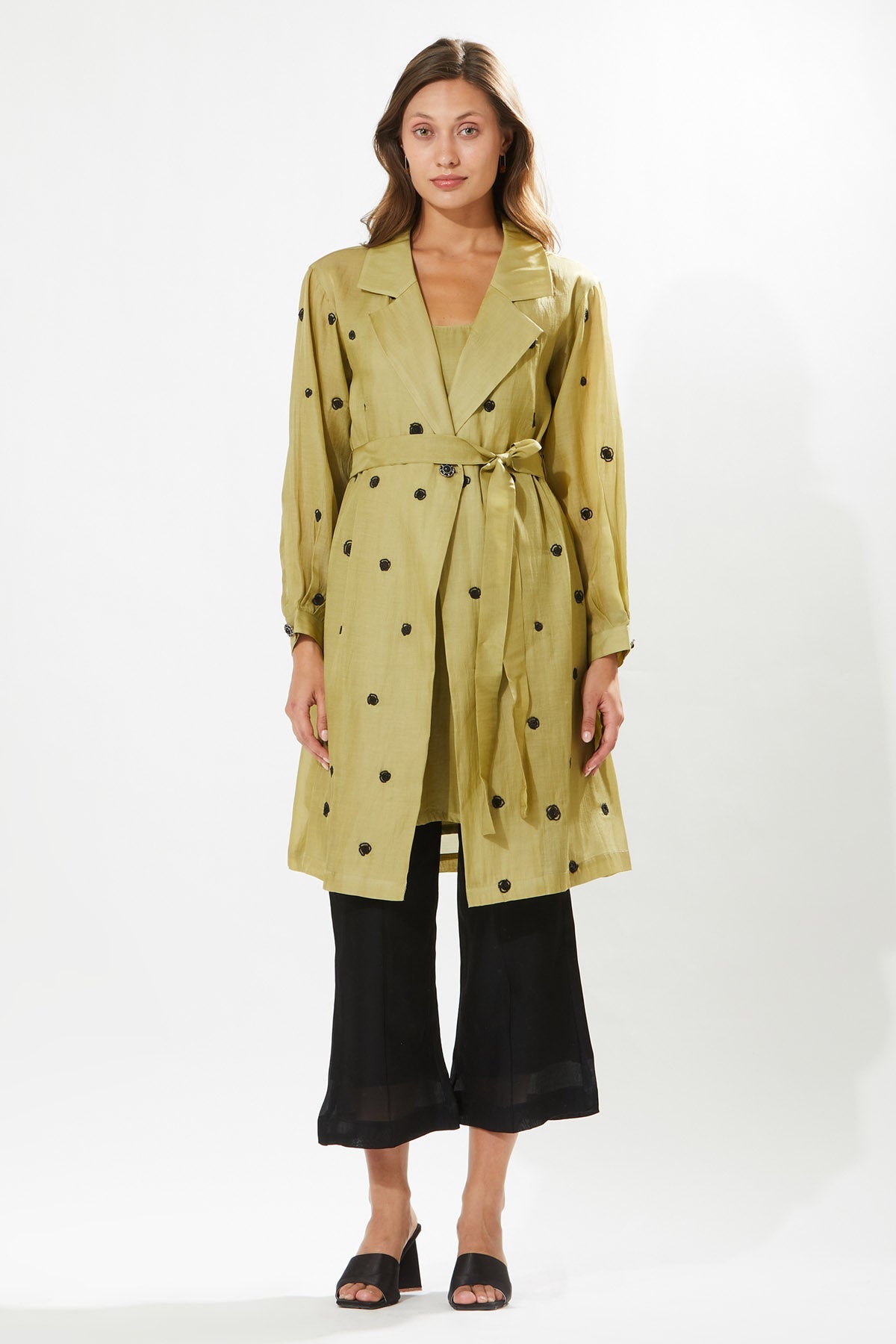 Buy Designer Meadow Olive Green Tunic Set for Women at ScrollnShops