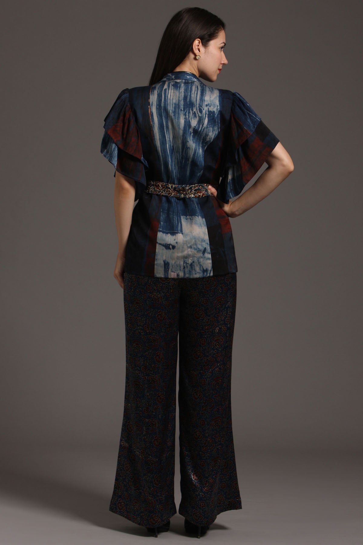 Blue Ajrakh Jacket & Pant Set