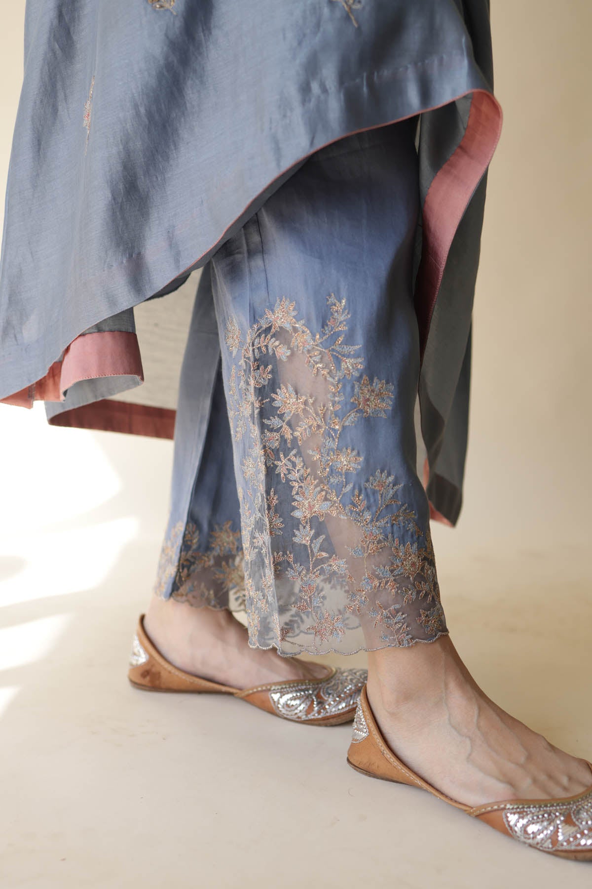 Blue Chanderi Silk Kurta Set