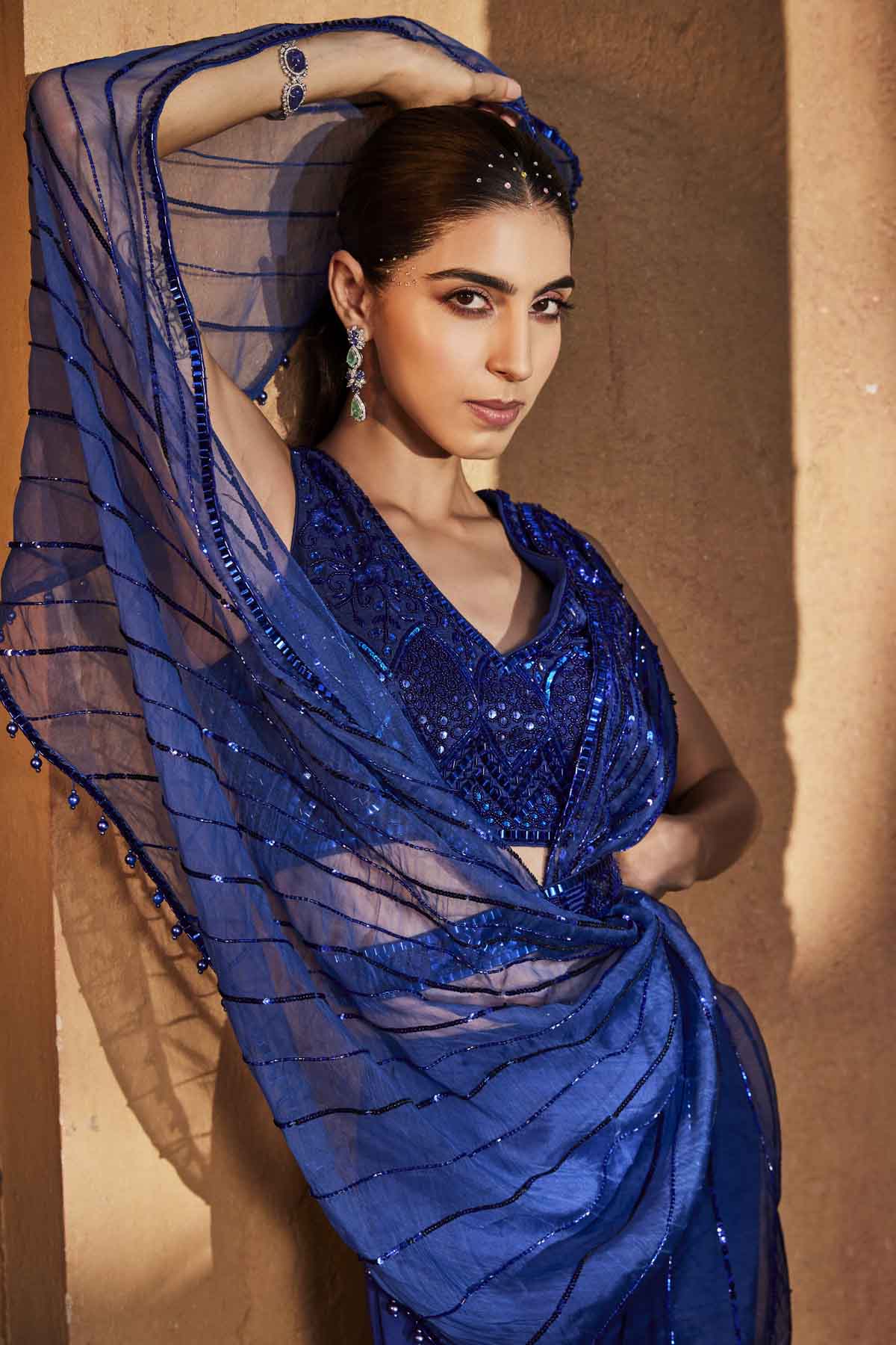 Blue Embroidered Sharara Set