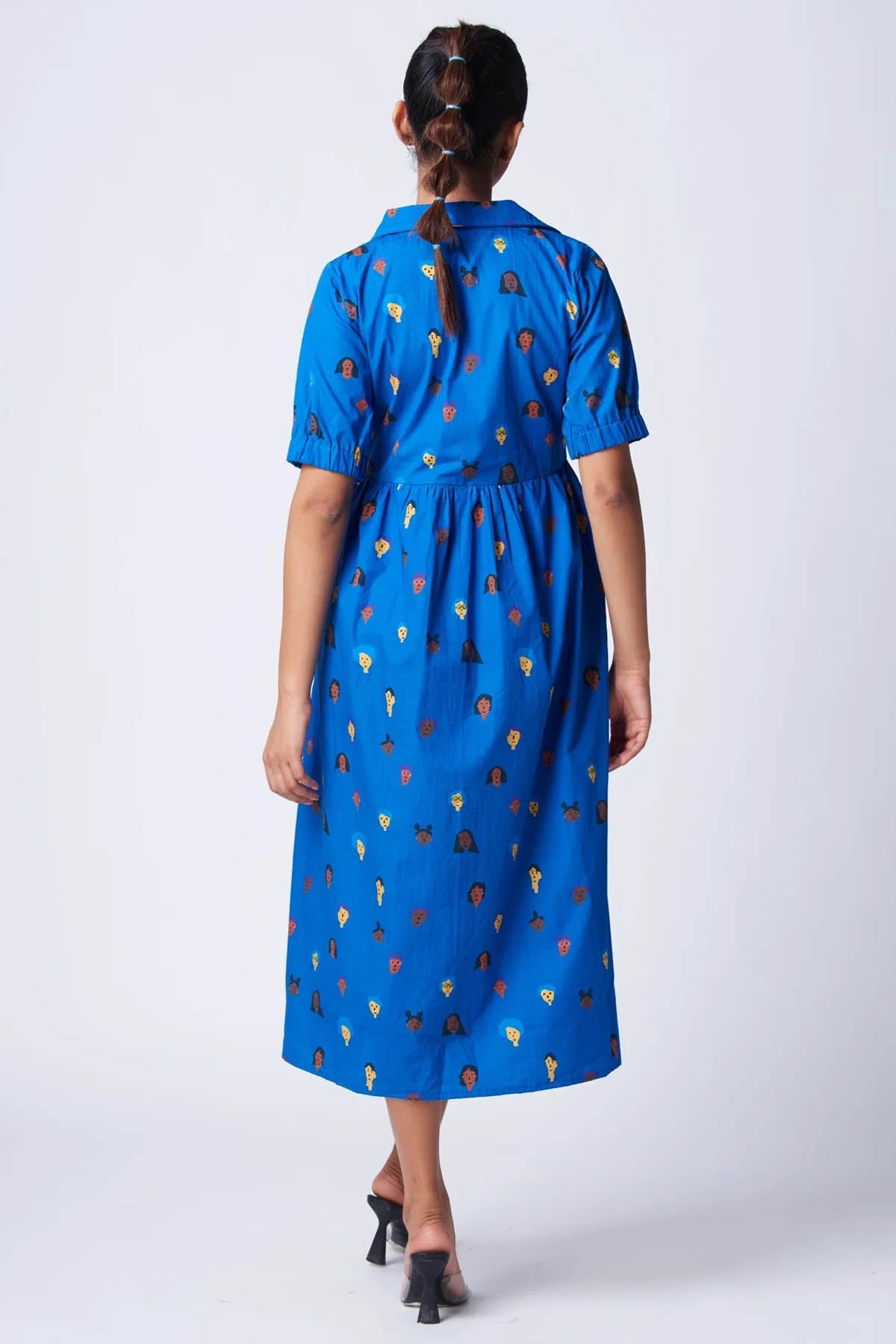 Blue Handdrawn Printed Dress