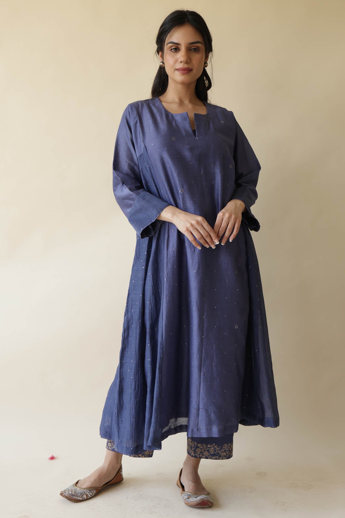 Blue Mukaish Chanderi Kurta Set