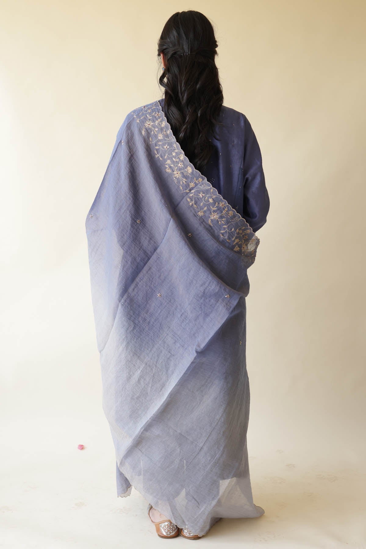 Blue Mukaish Chanderi Kurta Set