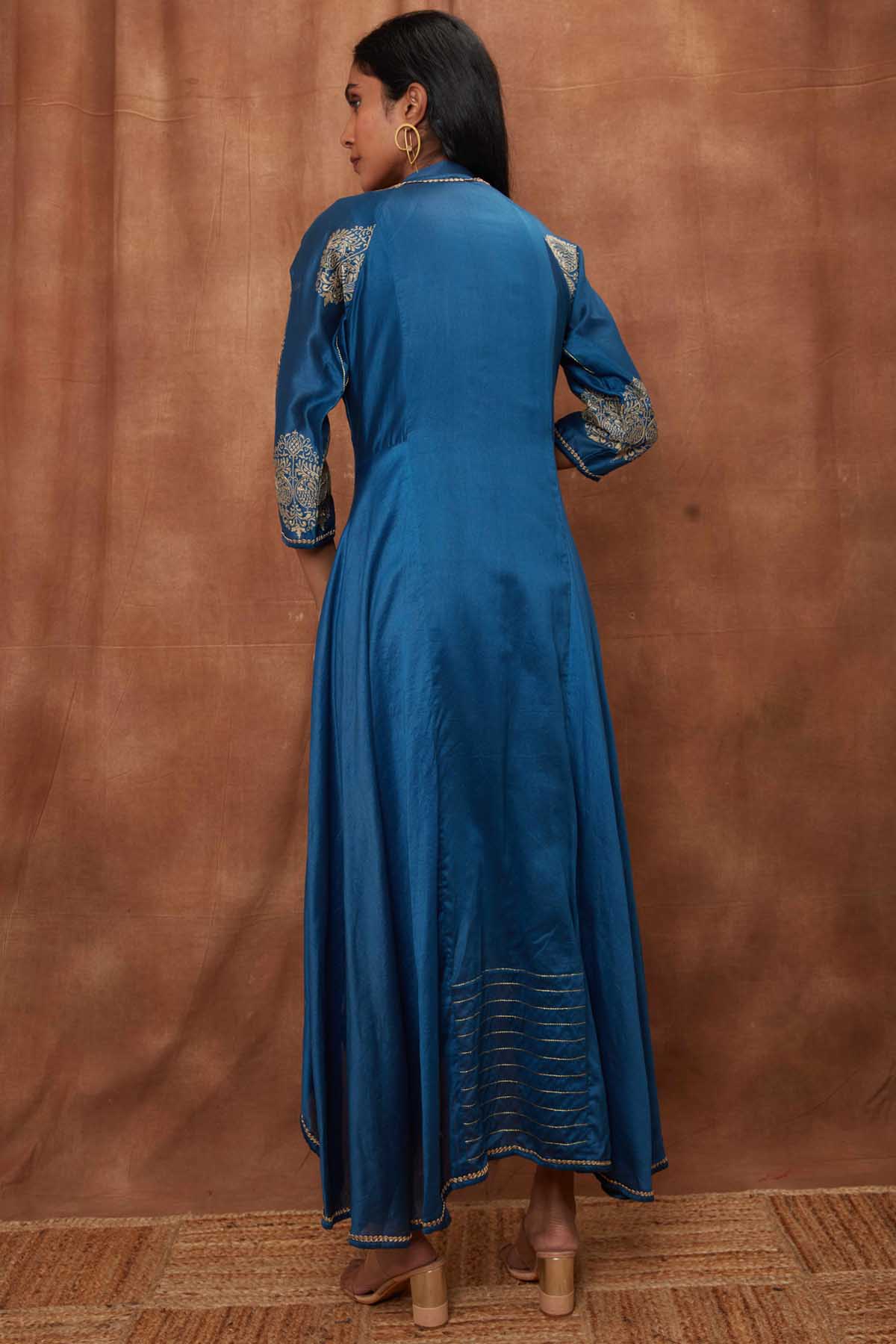 Blue Silk Jumpsuit & Open Jacket