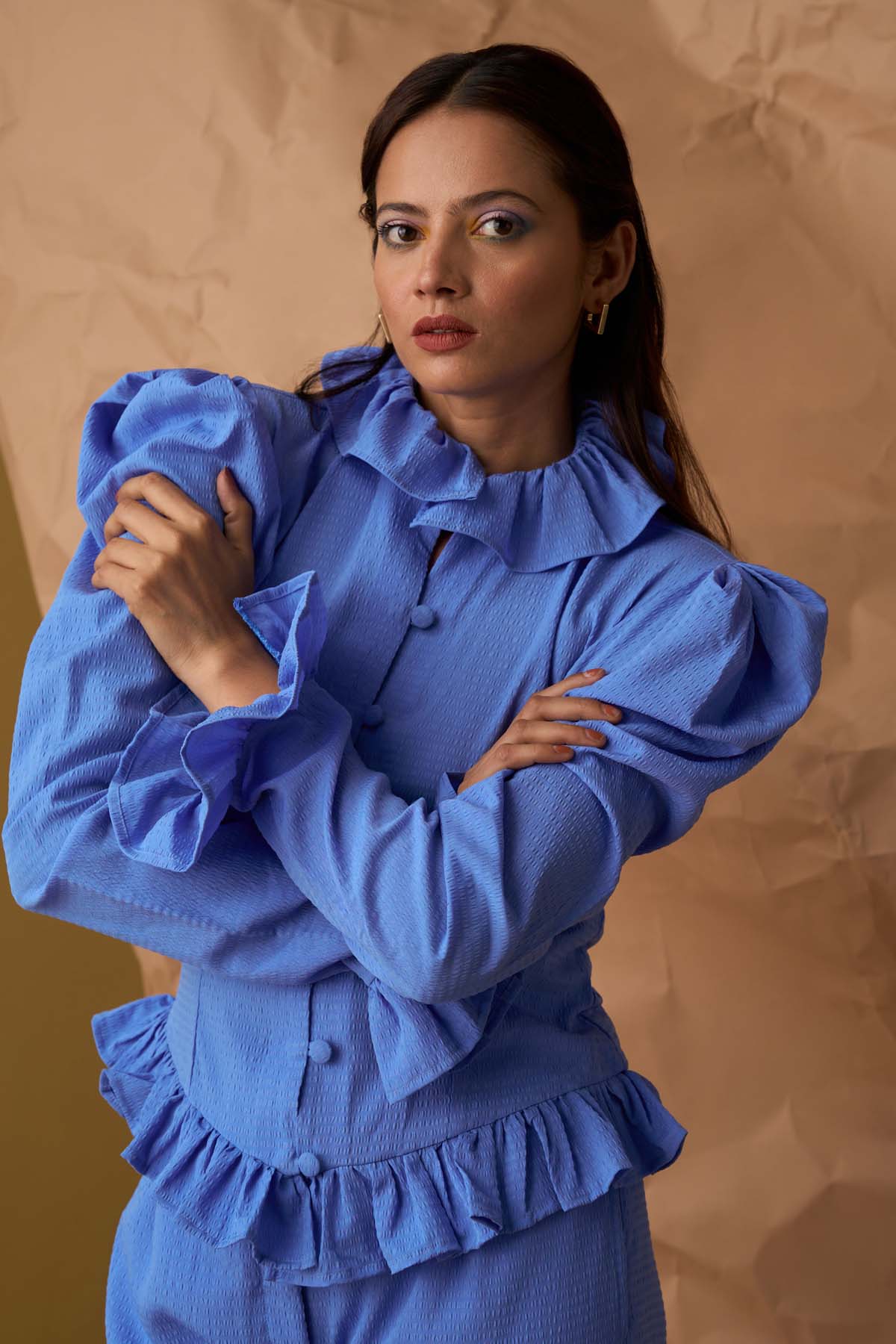 Buy Enness Studio Blue Button Placket Shirt For Women Available