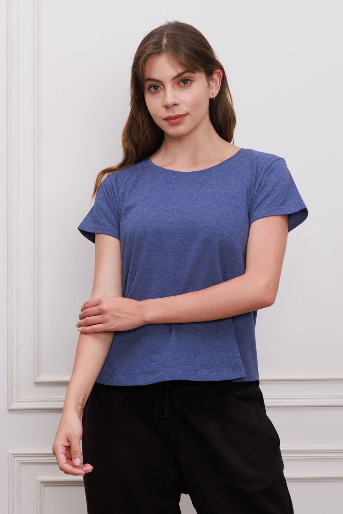 Buy Designer Blue Crew Neck T-shirt Online